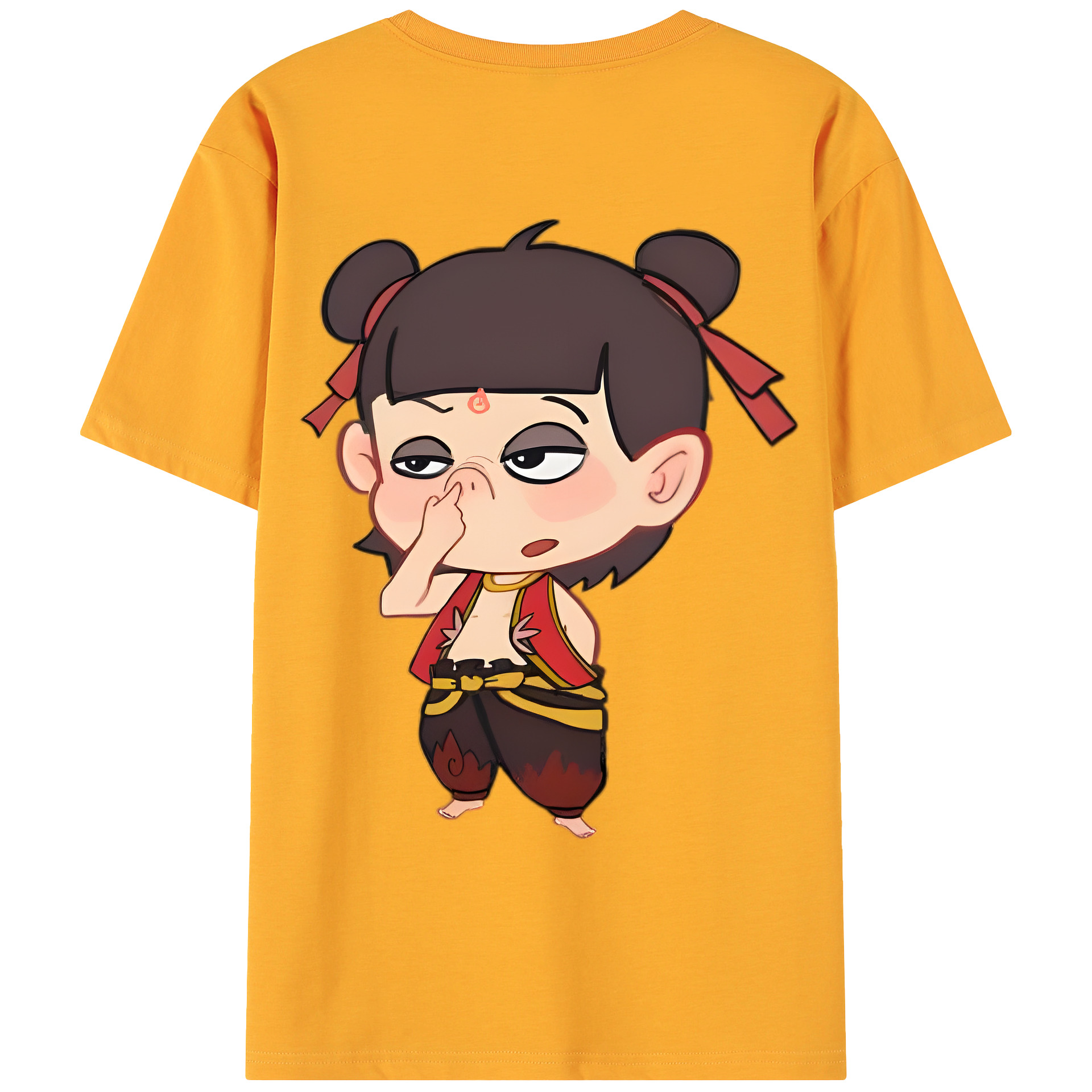 （画像用） Ne Zha 2 ナタ 魔童の大暴れ 綿100％ メンズ半袖Tシャツ（バックプリント） 通気性