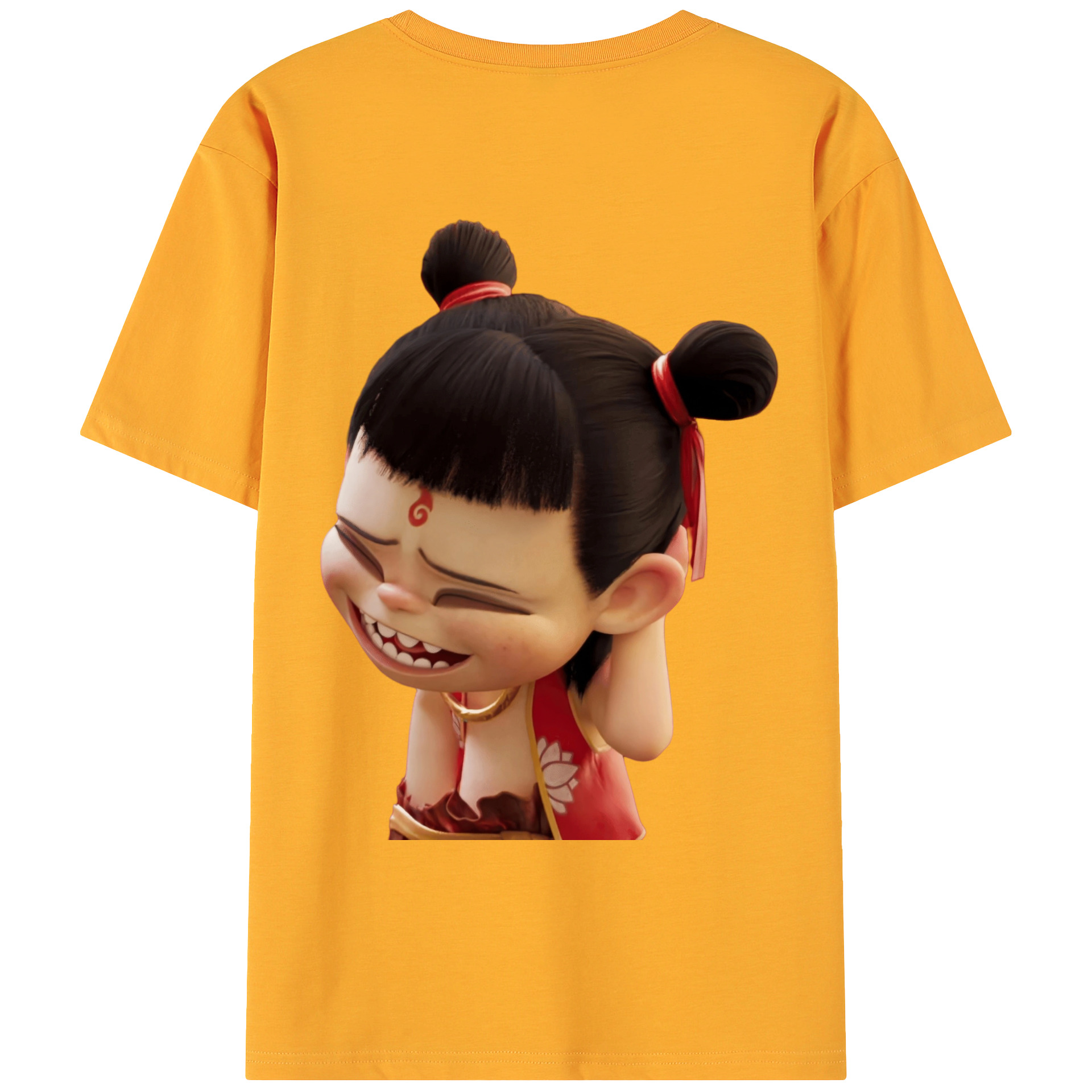 （画像用） Ne Zha 2 ナタ 魔童の大暴れ 綿100％ メンズ半袖Tシャツ（バックプリント） 通気性