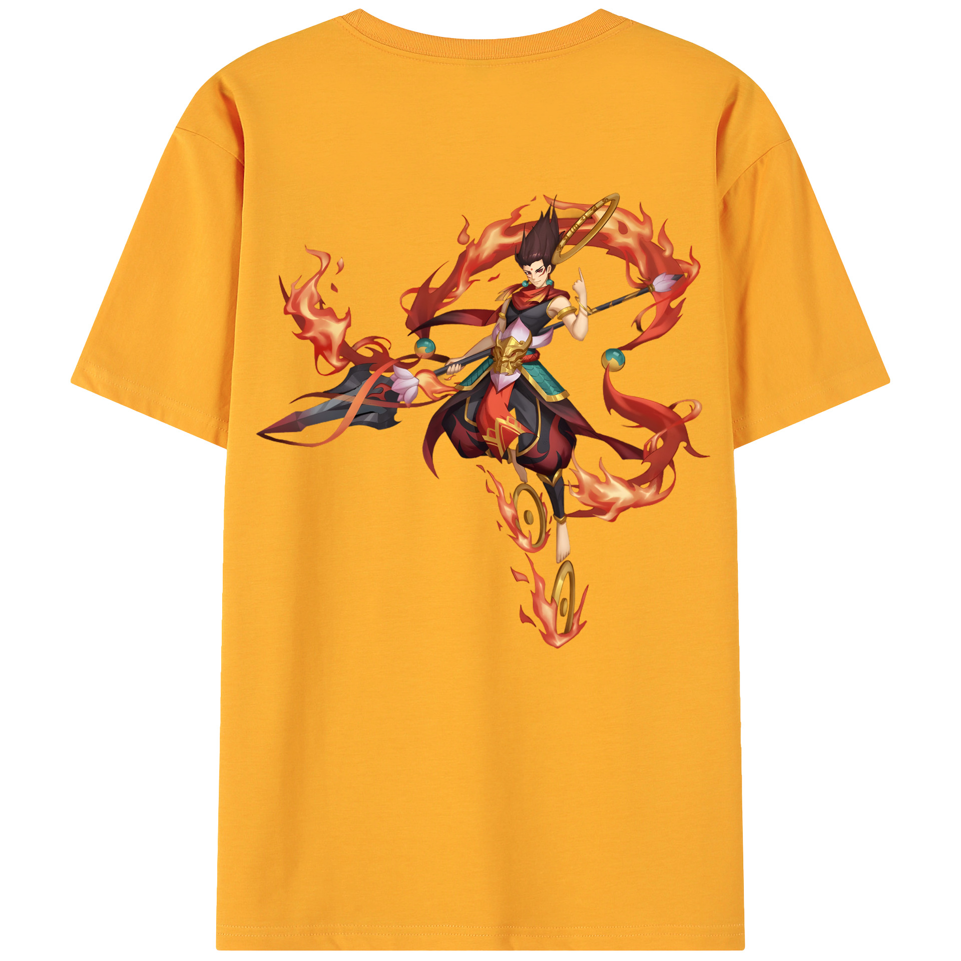 （画像用） Ne Zha 2 ナタ 魔童の大暴れ 綿100％ メンズ半袖Tシャツ（バックプリント） 通気性