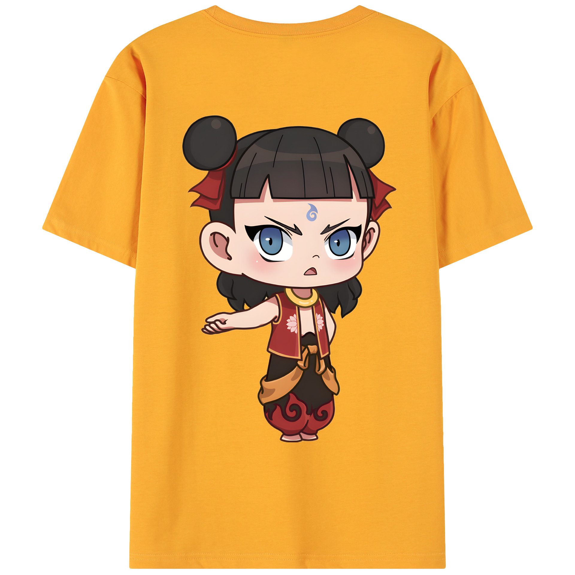 （画像用） Ne Zha 2 ナタ 魔童の大暴れ 綿100％ メンズ半袖Tシャツ（バックプリント） 通気性