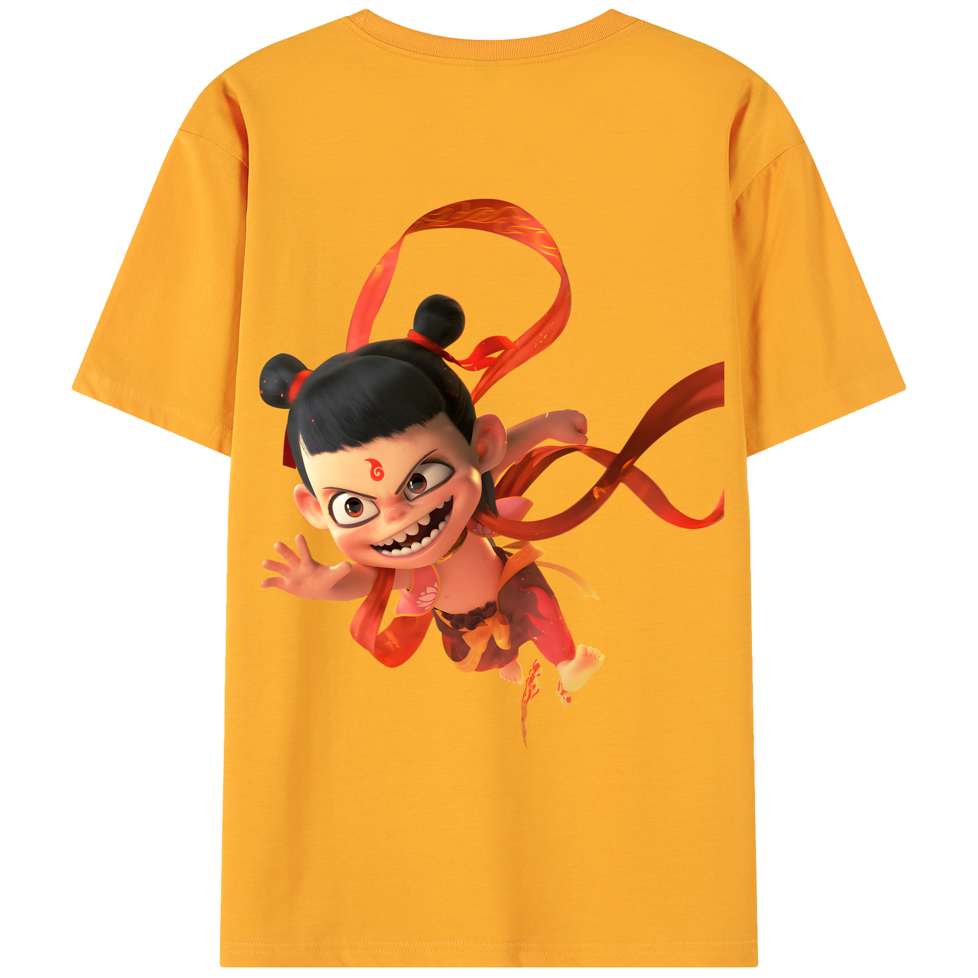（画像用） Ne Zha 2 ナタ 魔童の大暴れ 綿100％ メンズ半袖Tシャツ（バックプリント） 通気性