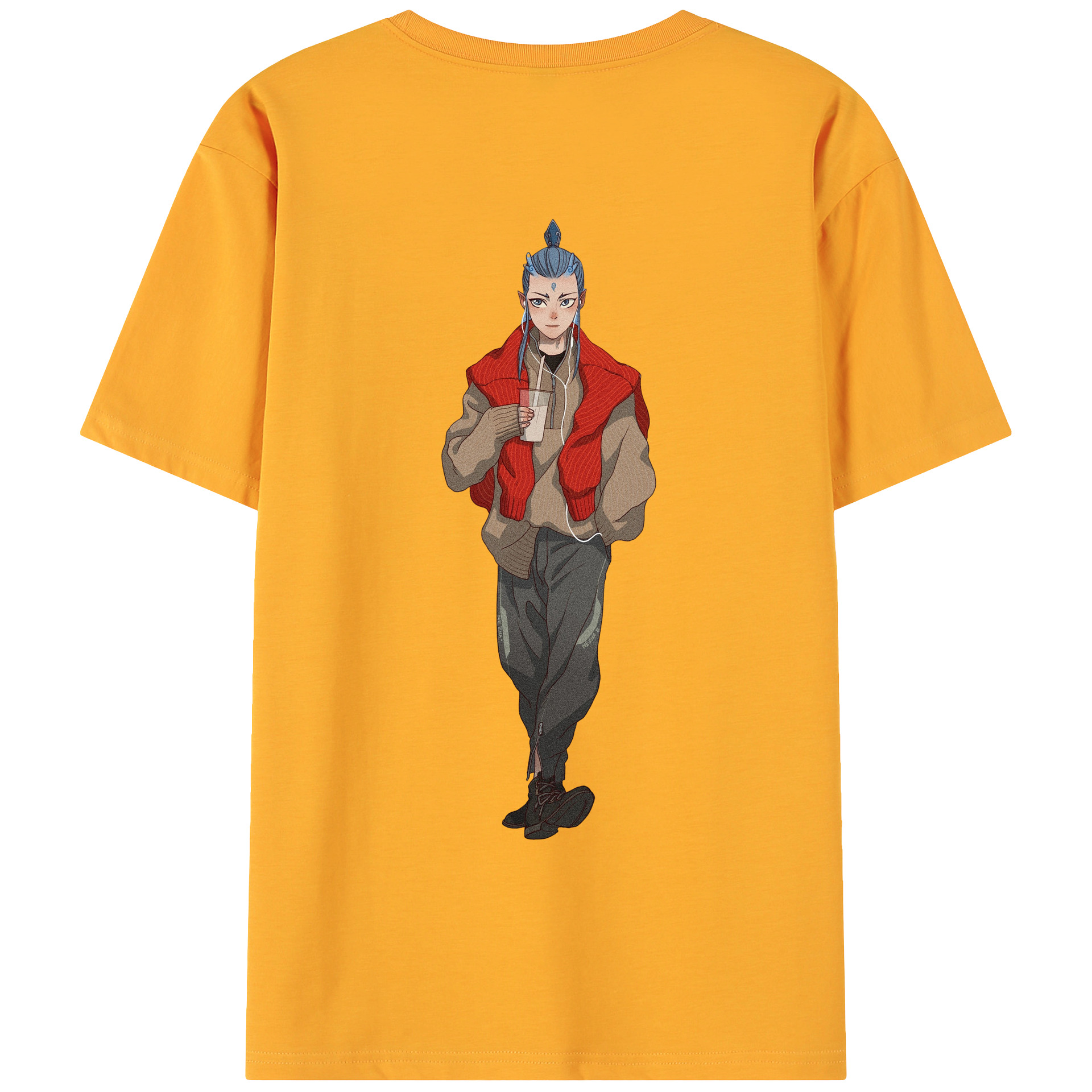（画像用） Ne Zha 2 ナタ 魔童の大暴れ 綿100％ メンズ半袖Tシャツ（バックプリント） 通気性
