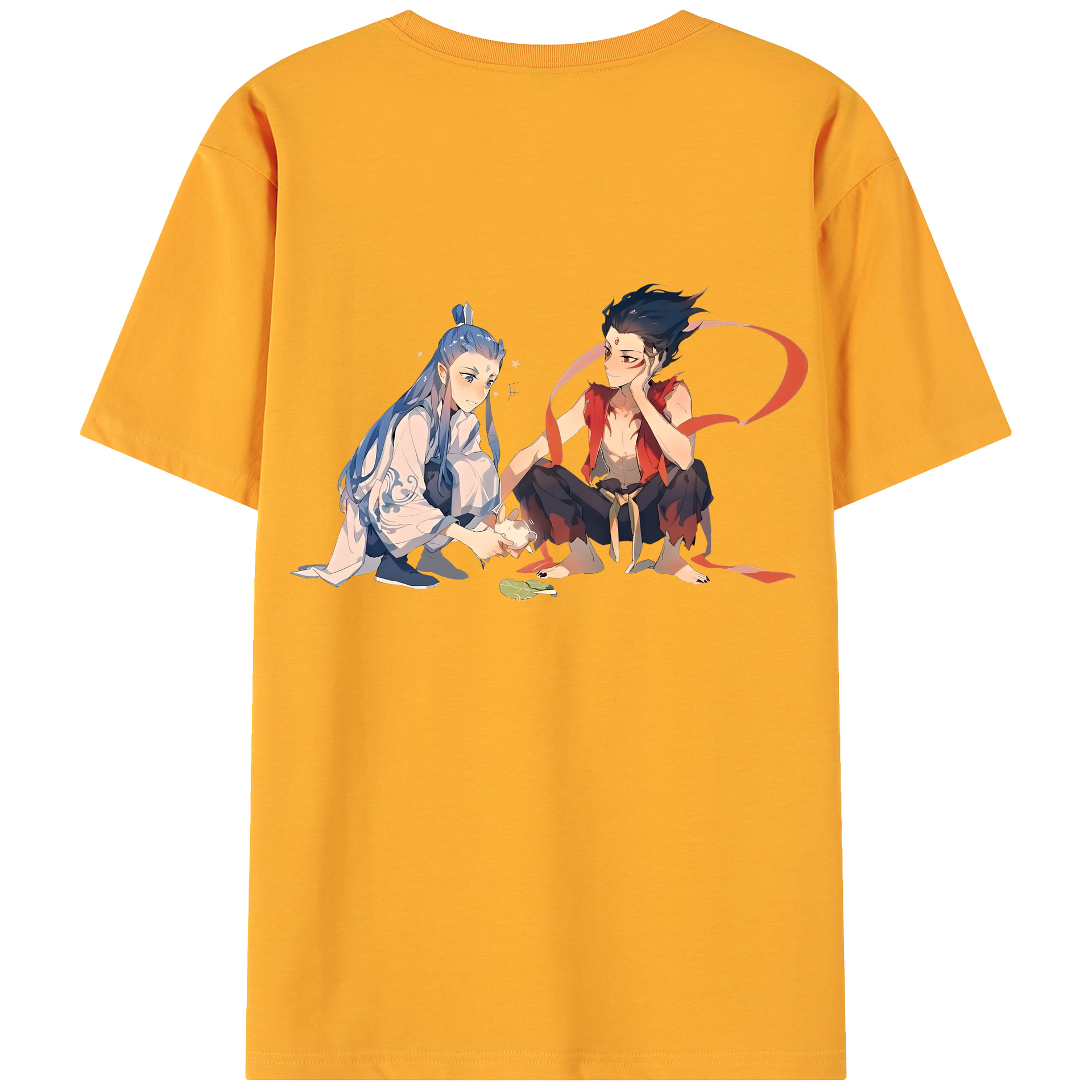 （画像用） Ne Zha 2 ナタ 魔童の大暴れ 綿100％ メンズ半袖Tシャツ（バックプリント） 通気性