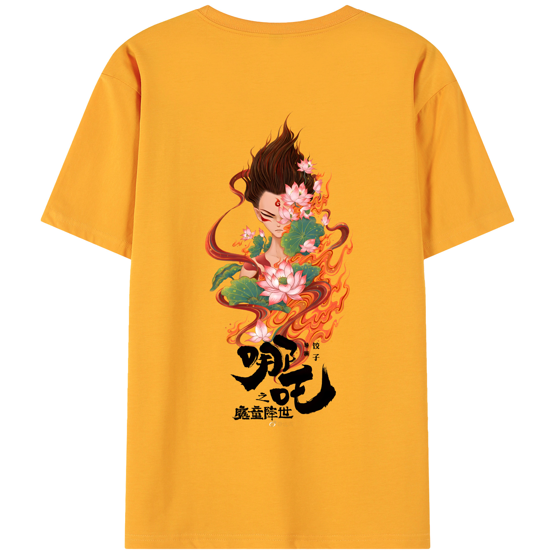 （画像用） Ne Zha 2 ナタ 魔童の大暴れ 綿100％ メンズ半袖Tシャツ（バックプリント） 通気性