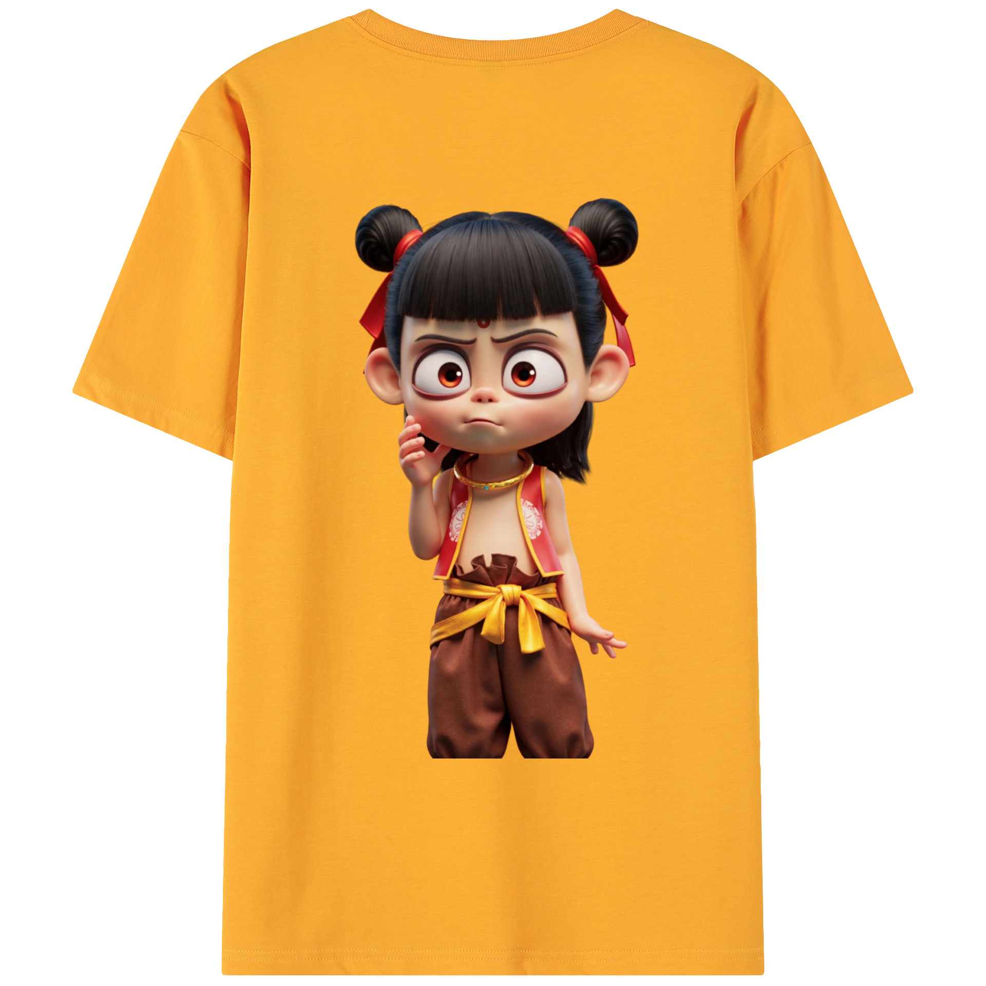 （画像用） Ne Zha 2 ナタ 魔童の大暴れ 綿100％ メンズ半袖Tシャツ（バックプリント） 通気性