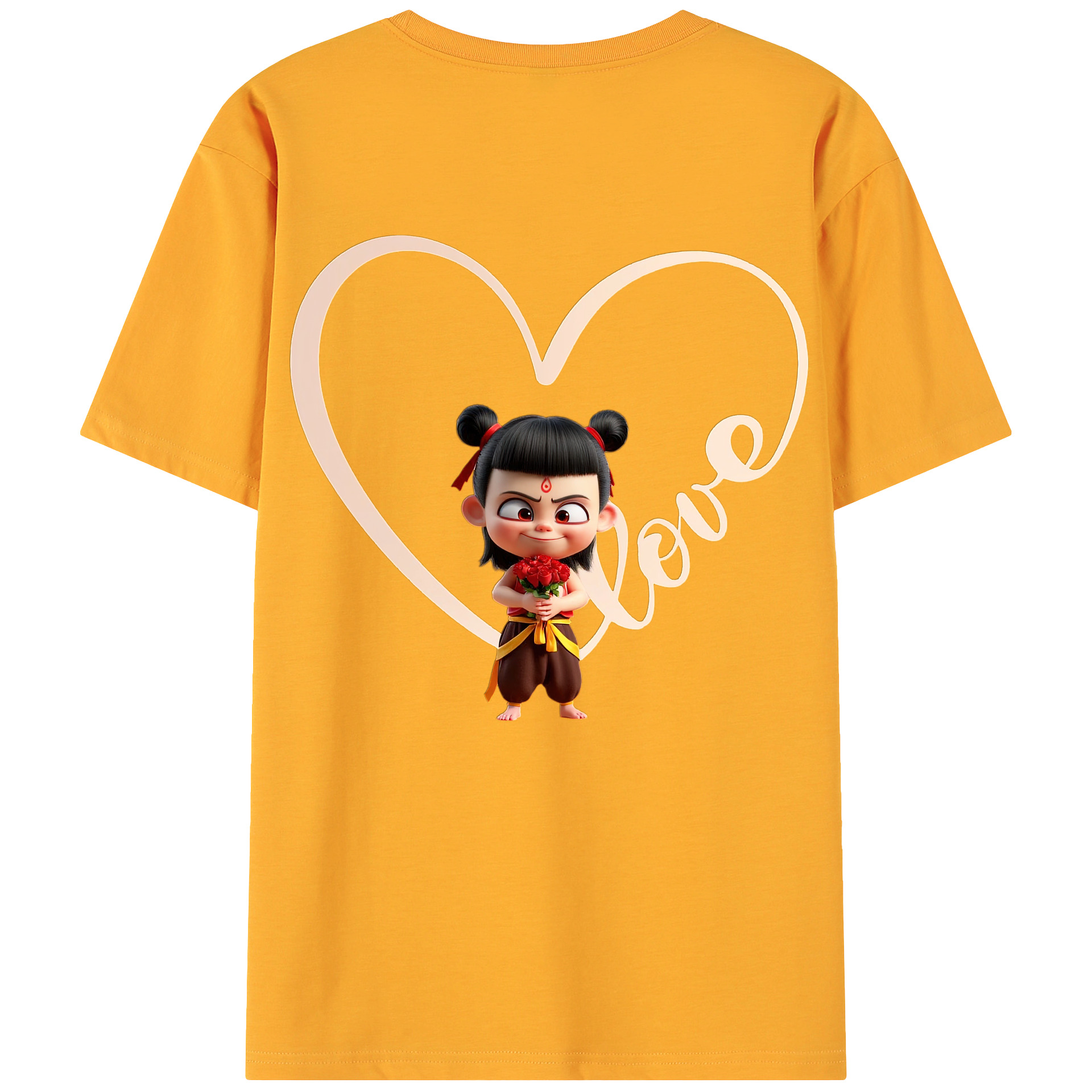 （画像用） Ne Zha 2 ナタ 魔童の大暴れ 綿100％ メンズ半袖Tシャツ（バックプリント） 通気性