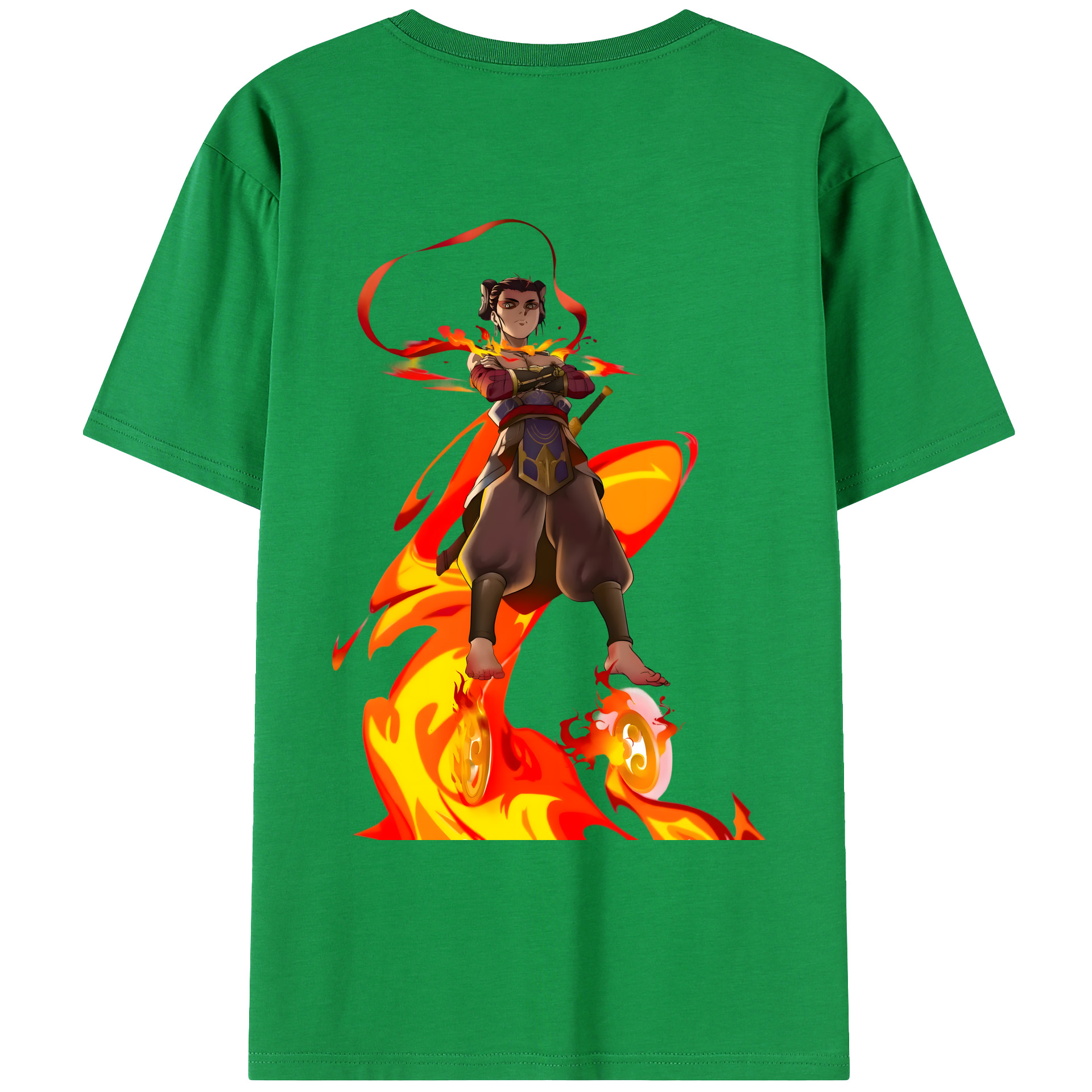 （画像用） Ne Zha 2 ナタ 魔童の大暴れ 綿100％ メンズ半袖Tシャツ（バックプリント） 通気性