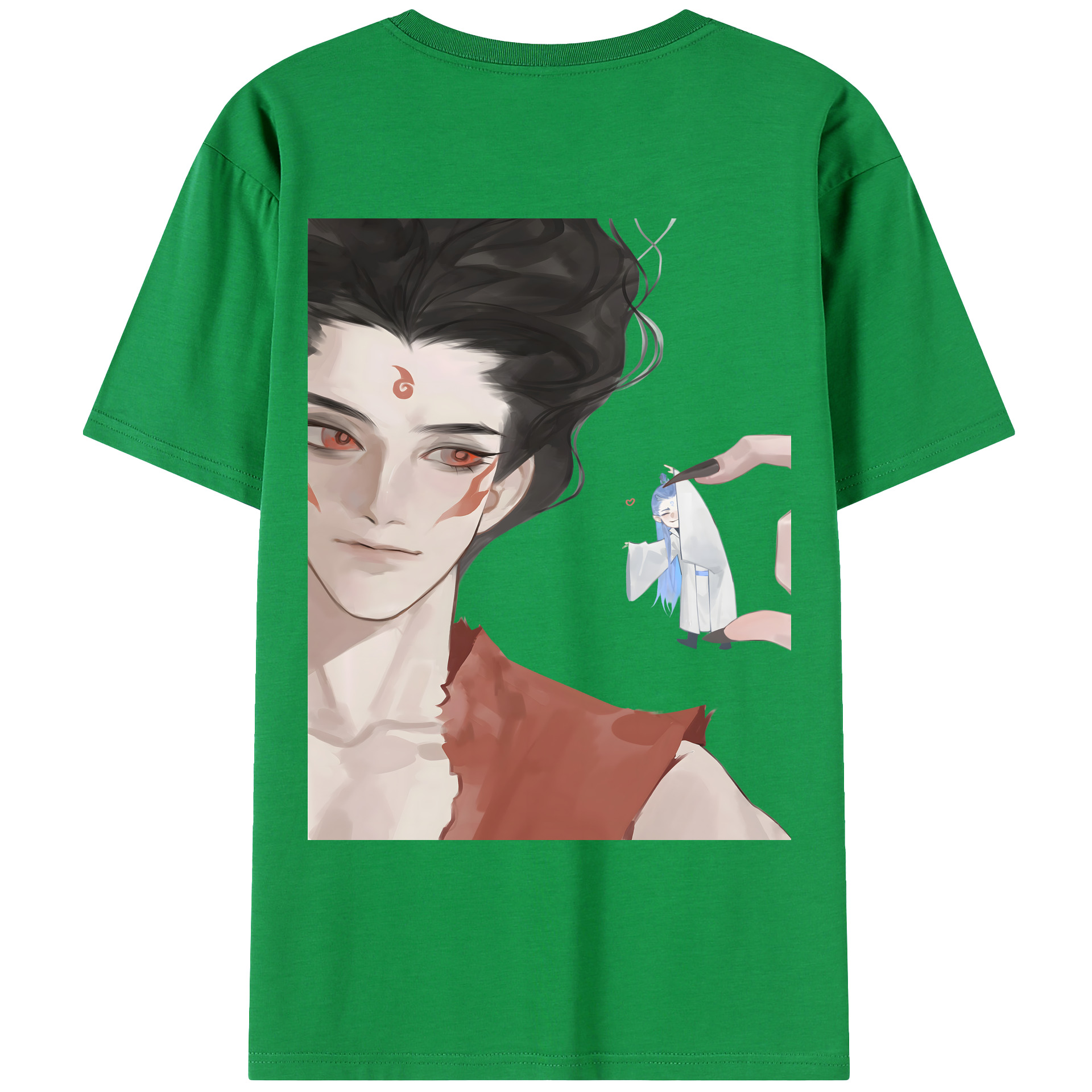 （画像用） Ne Zha 2 ナタ 魔童の大暴れ 綿100％ メンズ半袖Tシャツ（バックプリント） 通気性