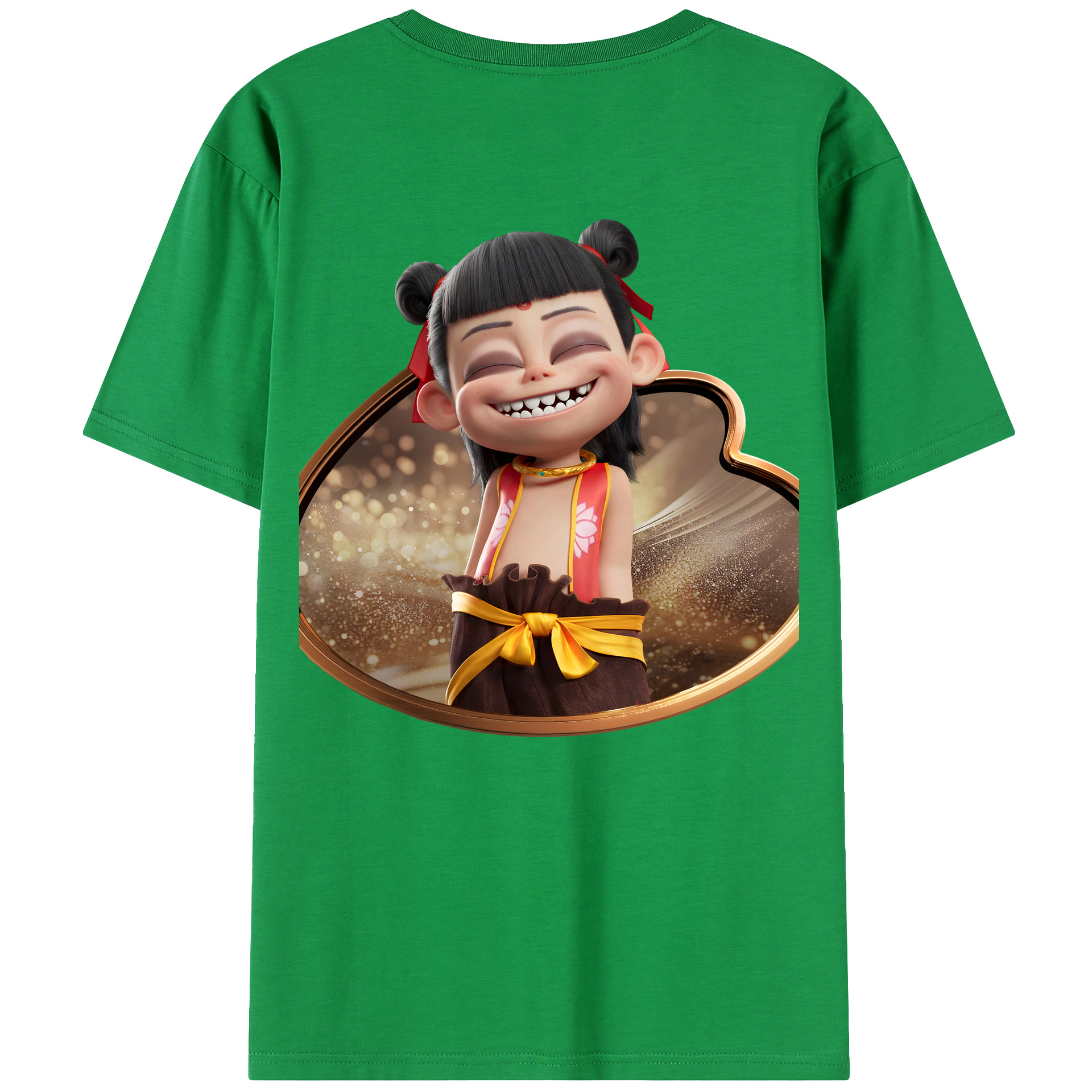 （画像用） Ne Zha 2 ナタ 魔童の大暴れ 綿100％ メンズ半袖Tシャツ（バックプリント） 通気性