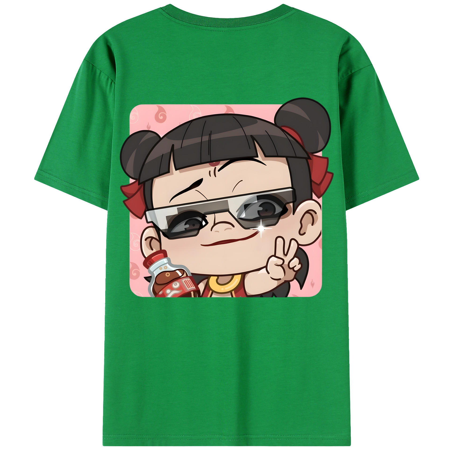 （画像用） Ne Zha 2 ナタ 魔童の大暴れ 綿100％ メンズ半袖Tシャツ（バックプリント） 通気性