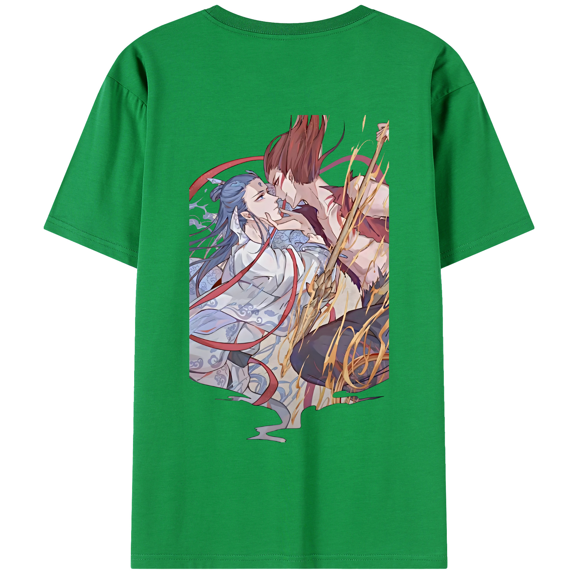 （画像用） Ne Zha 2 ナタ 魔童の大暴れ 綿100％ メンズ半袖Tシャツ（バックプリント） 通気性