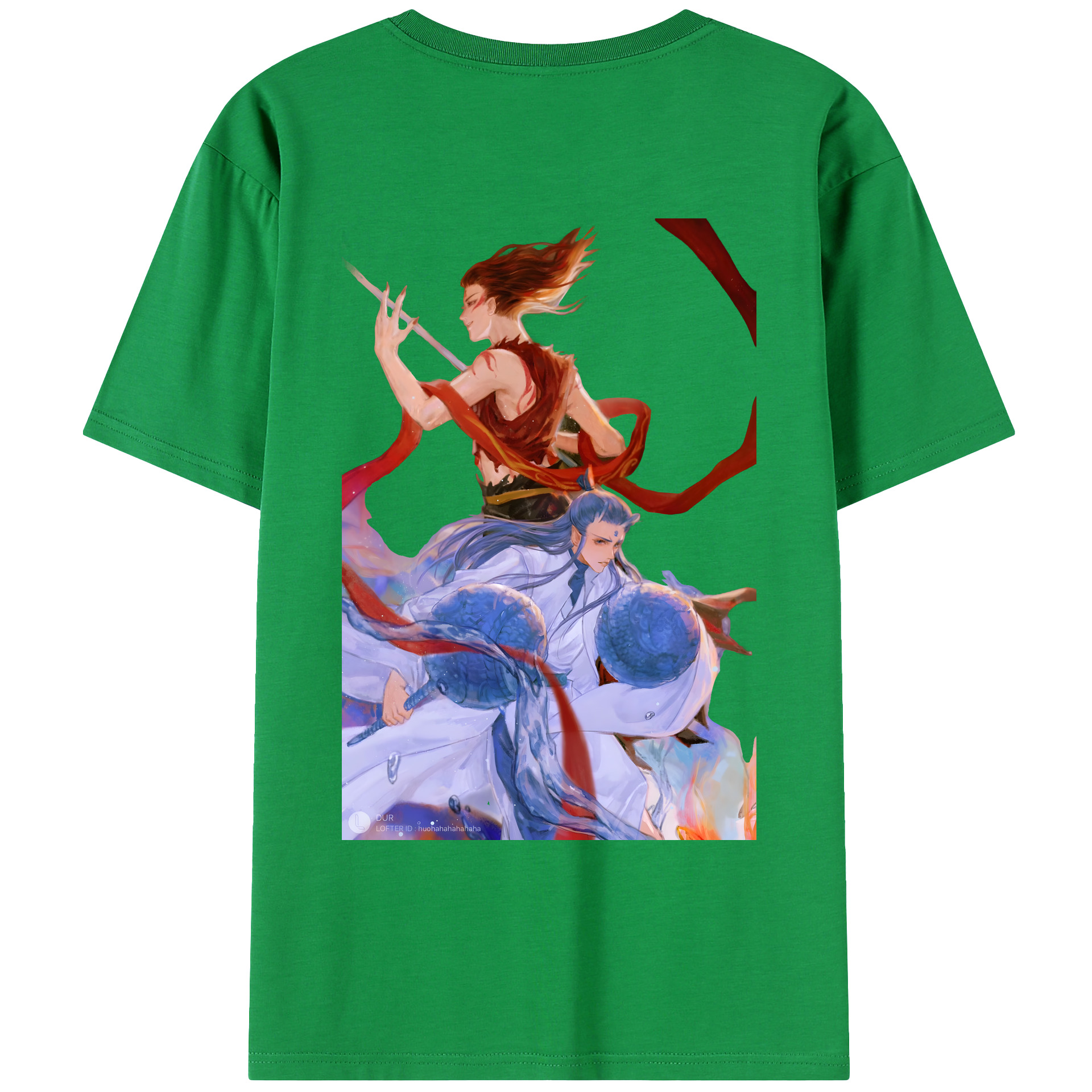 （画像用） Ne Zha 2 ナタ 魔童の大暴れ 綿100％ メンズ半袖Tシャツ（バックプリント） 通気性