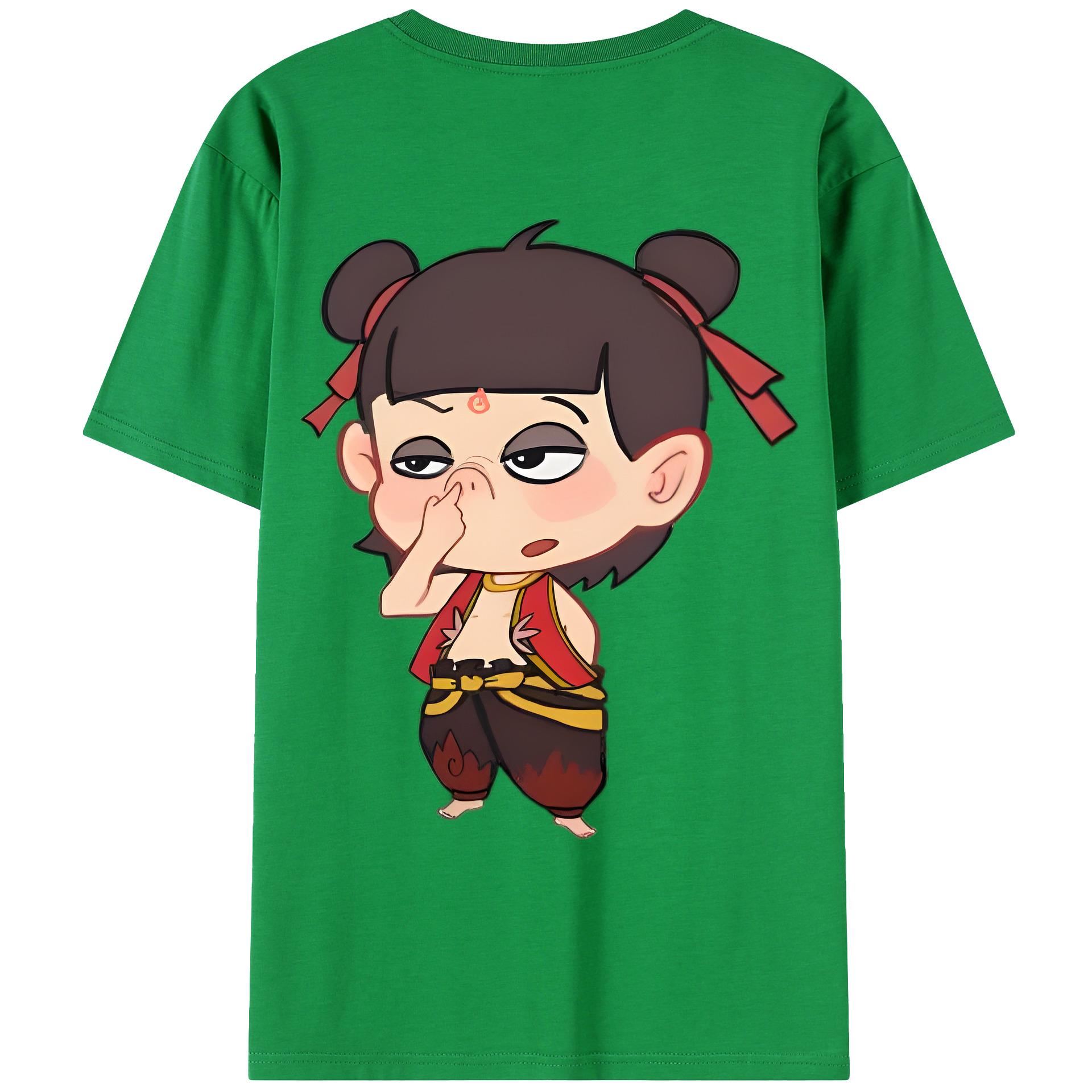 （画像用） Ne Zha 2 ナタ 魔童の大暴れ 綿100％ メンズ半袖Tシャツ（バックプリント） 通気性