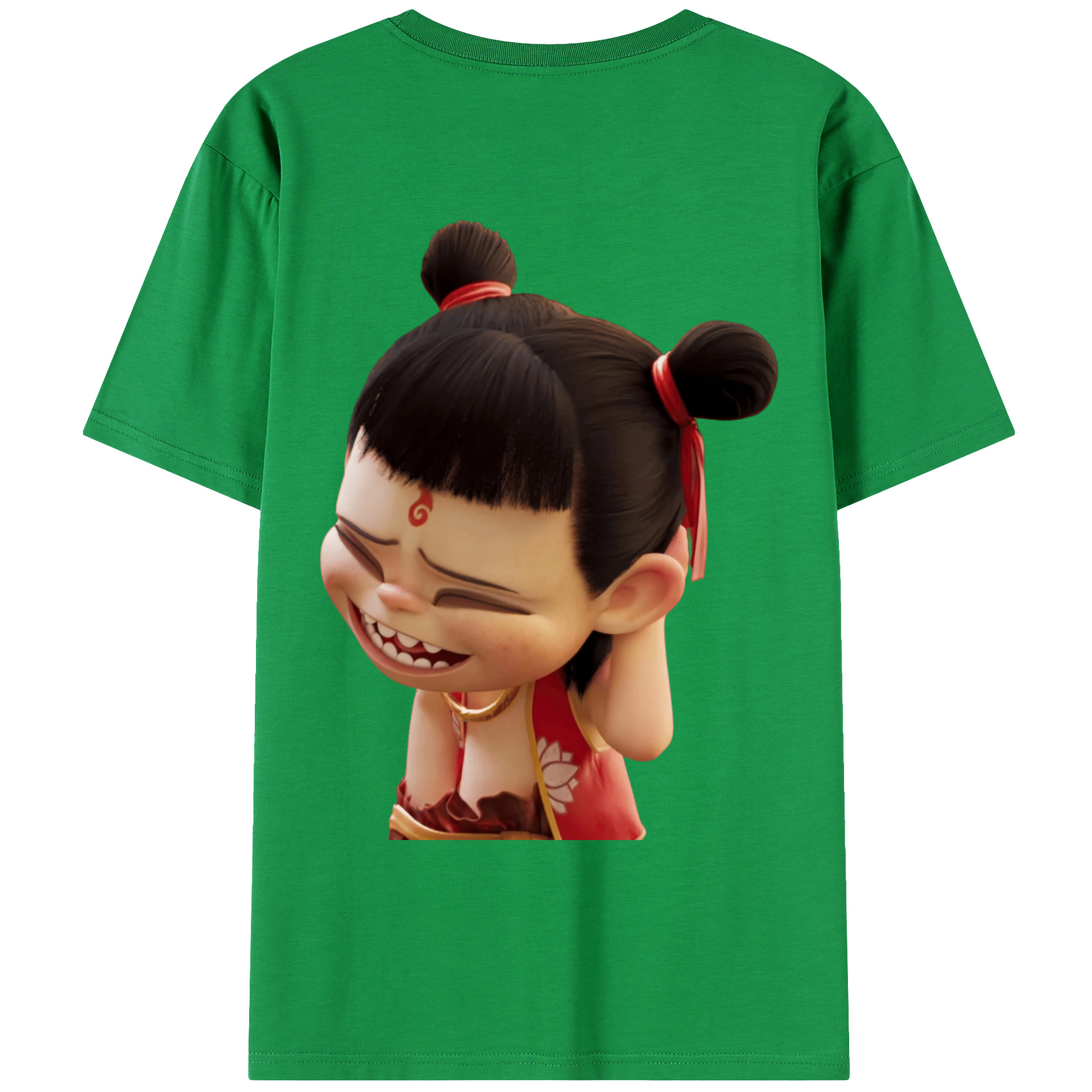 （画像用） Ne Zha 2 ナタ 魔童の大暴れ 綿100％ メンズ半袖Tシャツ（バックプリント） 通気性