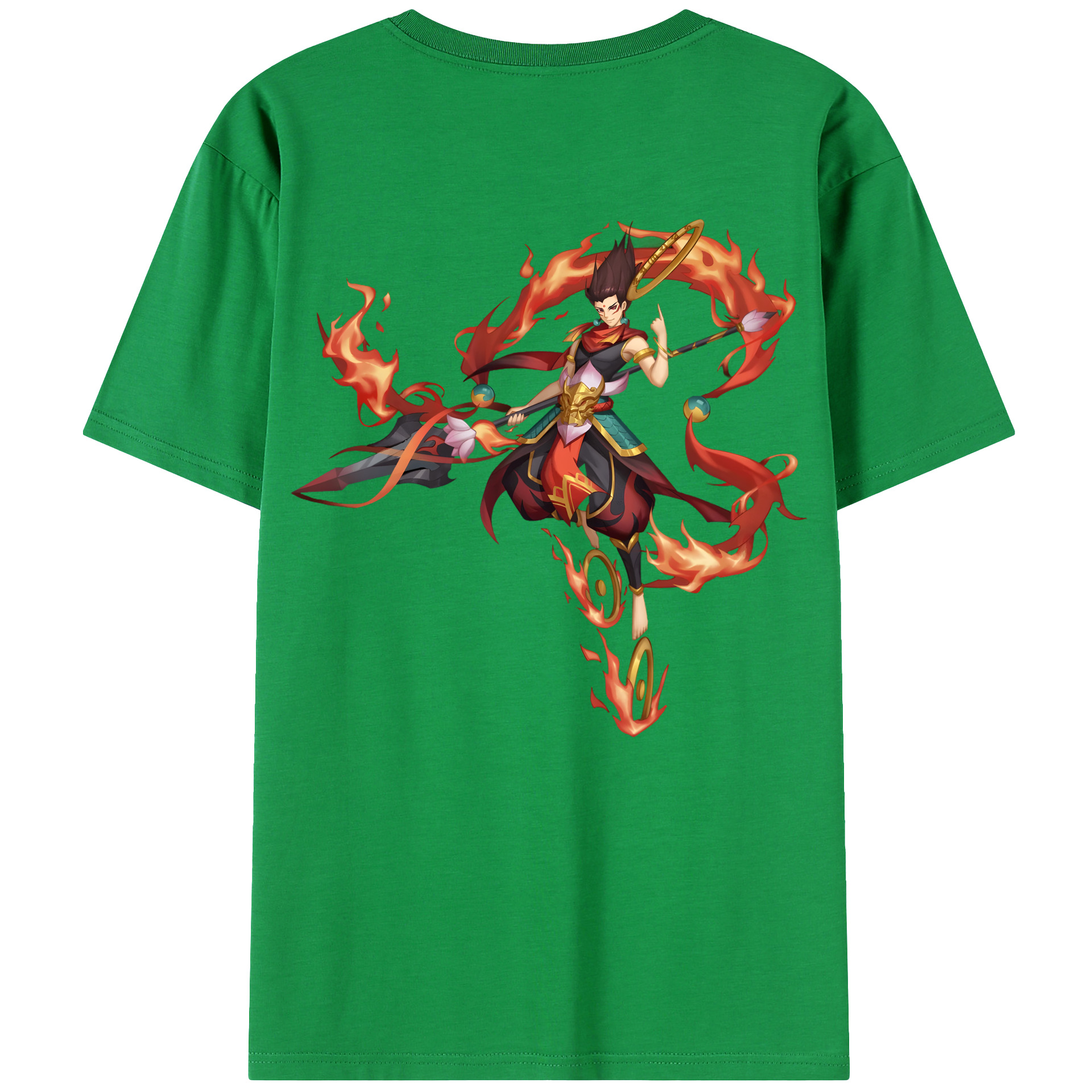 （画像用） Ne Zha 2 ナタ 魔童の大暴れ 綿100％ メンズ半袖Tシャツ（バックプリント） 通気性
