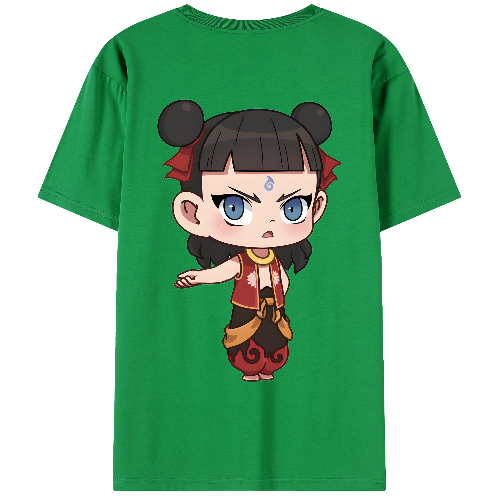 （画像用） Ne Zha 2 ナタ 魔童の大暴れ 綿100％ メンズ半袖Tシャツ（バックプリント） 通気性