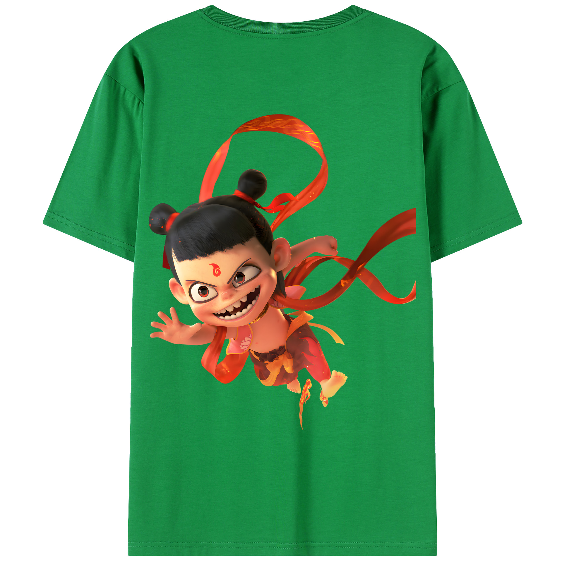 （画像用） Ne Zha 2 ナタ 魔童の大暴れ 綿100％ メンズ半袖Tシャツ（バックプリント） 通気性