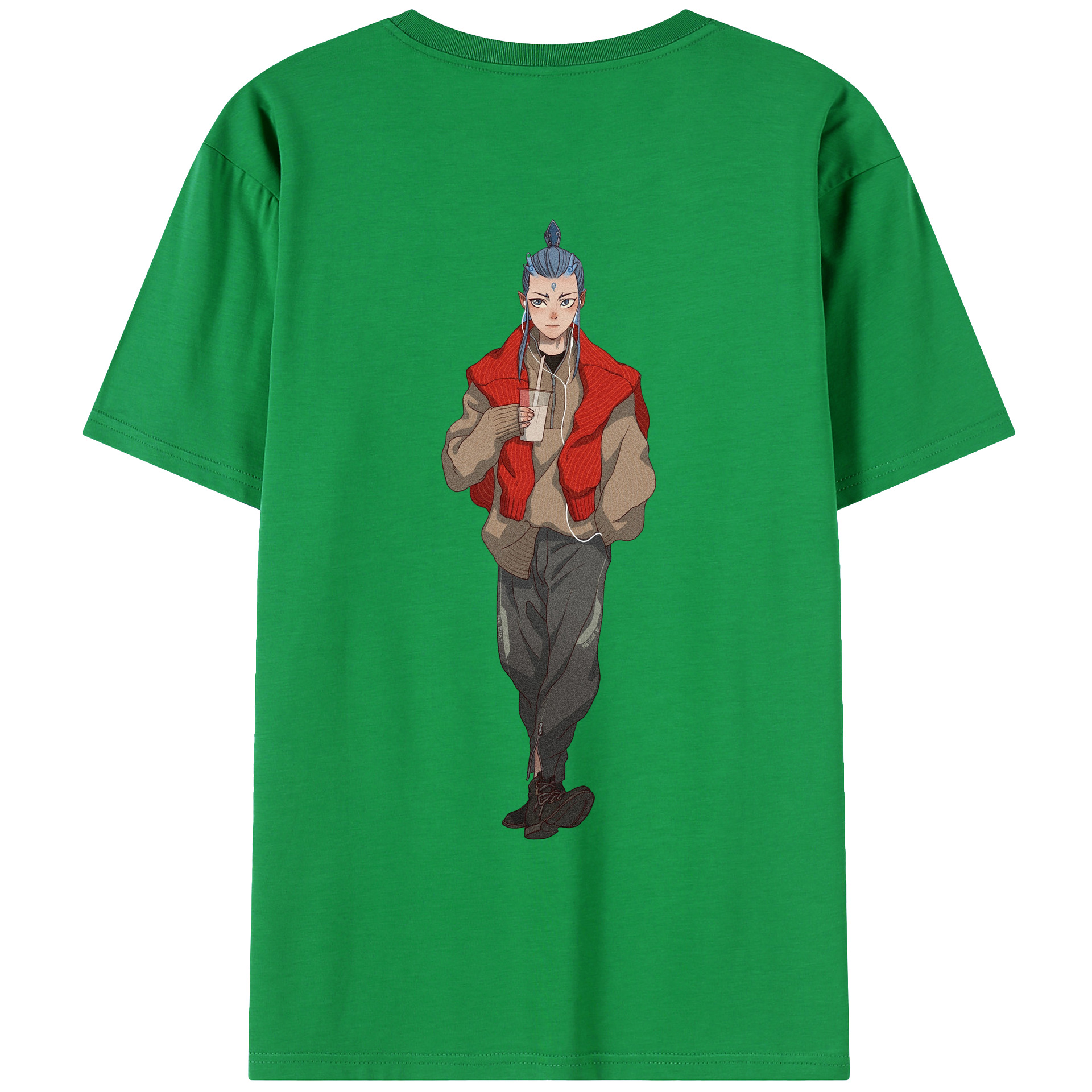 （画像用） Ne Zha 2 ナタ 魔童の大暴れ 綿100％ メンズ半袖Tシャツ（バックプリント） 通気性