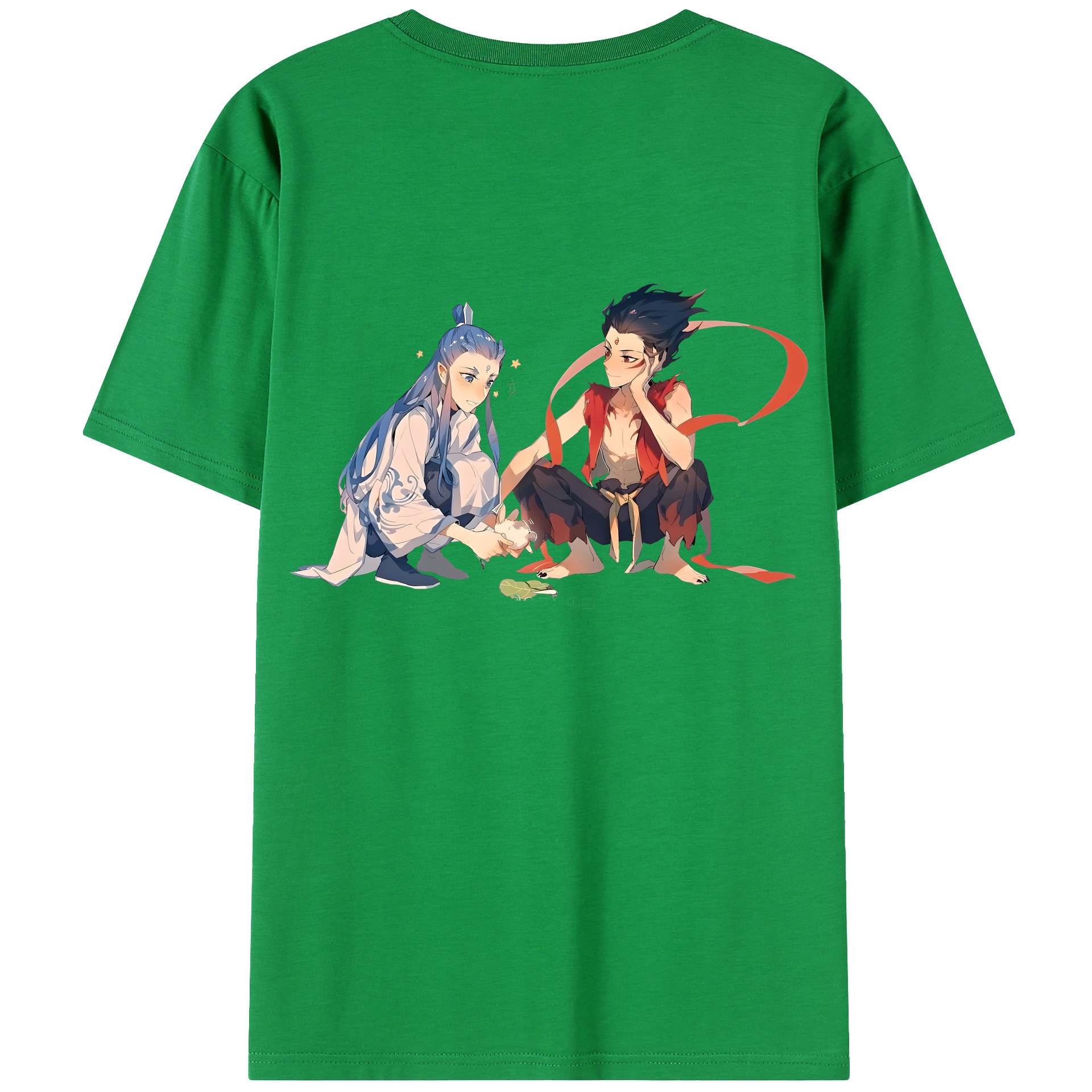 （画像用） Ne Zha 2 ナタ 魔童の大暴れ 綿100％ メンズ半袖Tシャツ（バックプリント） 通気性