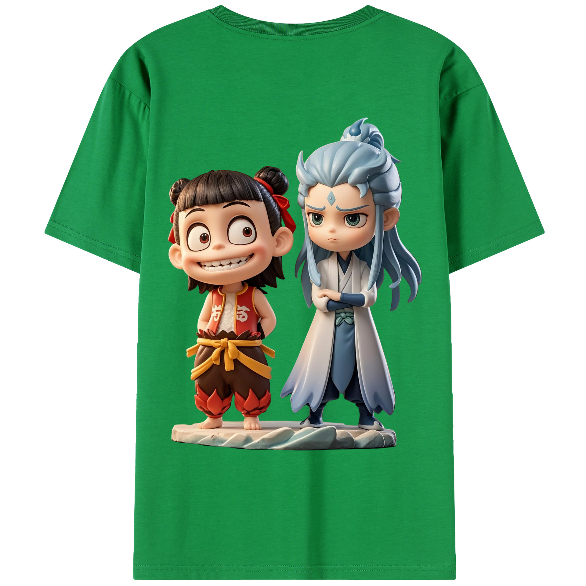 （画像用） Ne Zha 2 ナタ 魔童の大暴れ 綿100％ メンズ半袖Tシャツ（バックプリント） 通気性