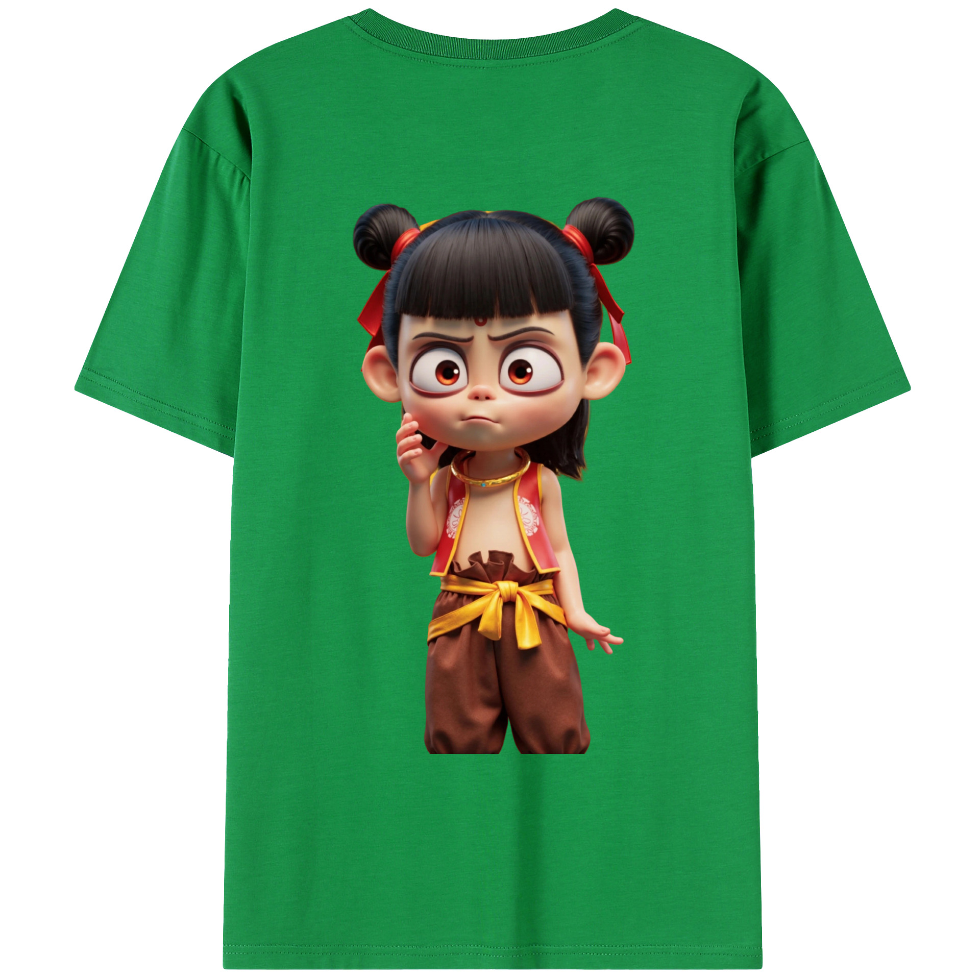 （画像用） Ne Zha 2 ナタ 魔童の大暴れ 綿100％ メンズ半袖Tシャツ（バックプリント） 通気性