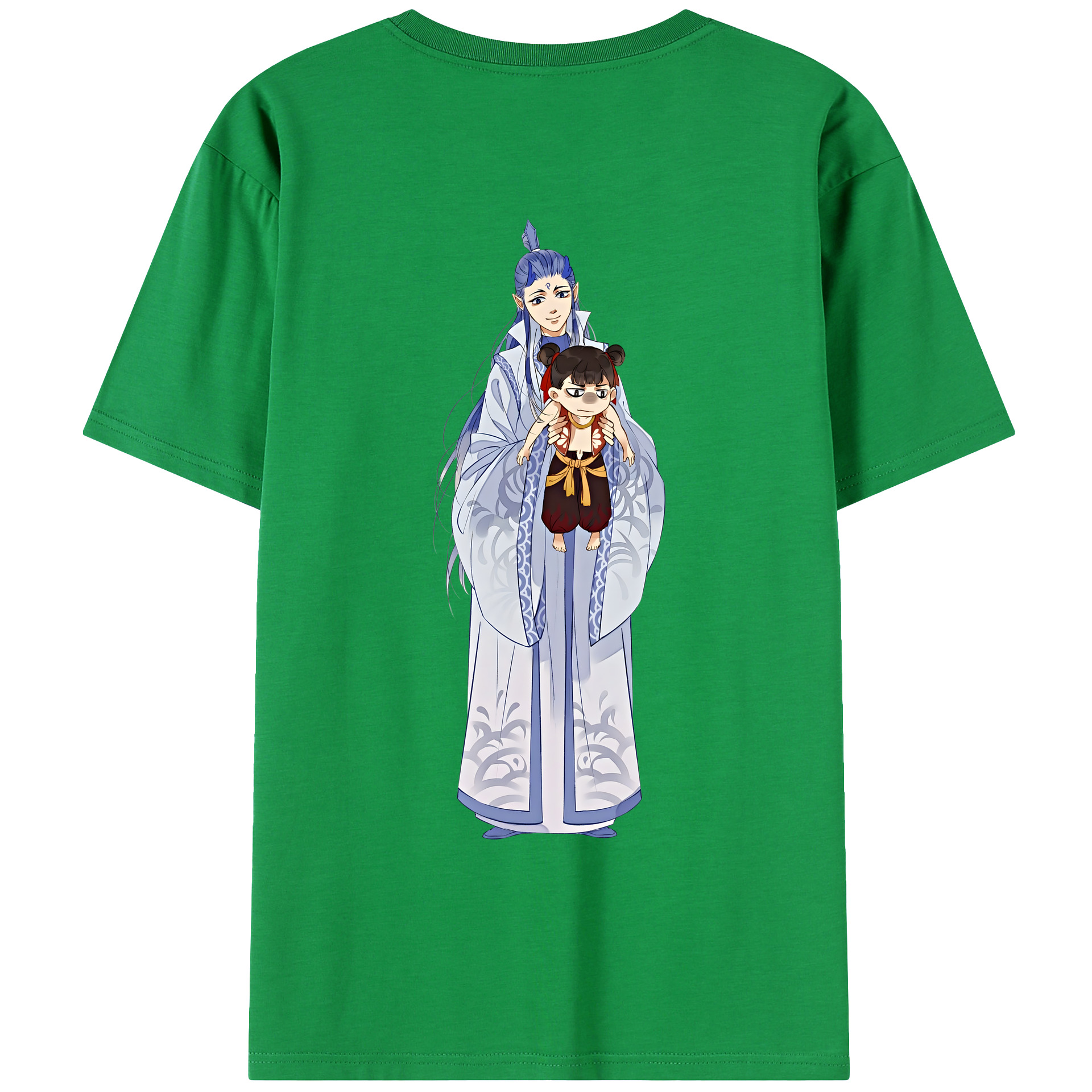 （画像用） Ne Zha 2 ナタ 魔童の大暴れ 綿100％ メンズ半袖Tシャツ（バックプリント） 通気性