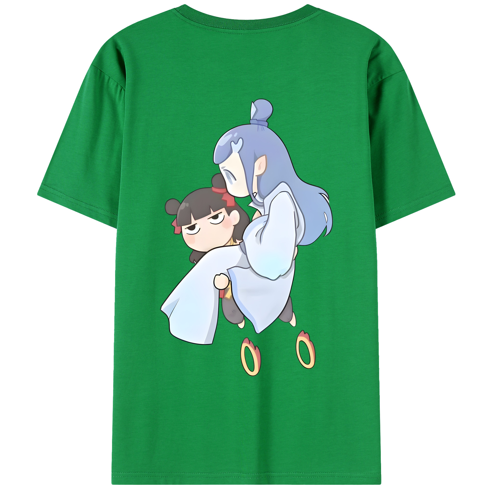 （画像用） Ne Zha 2 ナタ 魔童の大暴れ 綿100％ メンズ半袖Tシャツ（バックプリント） 通気性