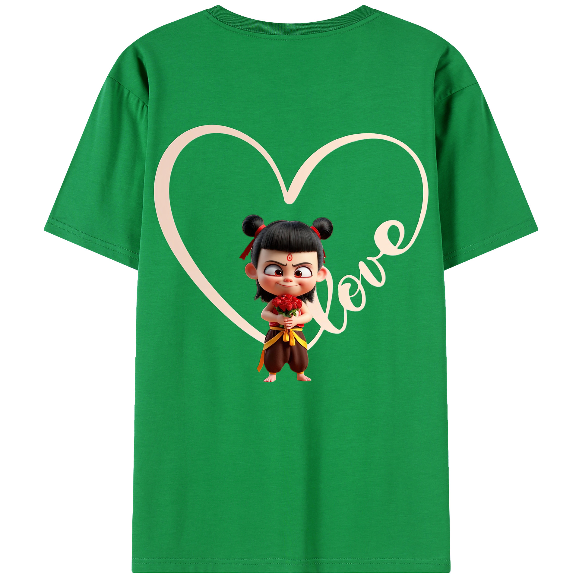 （画像用） Ne Zha 2 ナタ 魔童の大暴れ 綿100％ メンズ半袖Tシャツ（バックプリント） 通気性