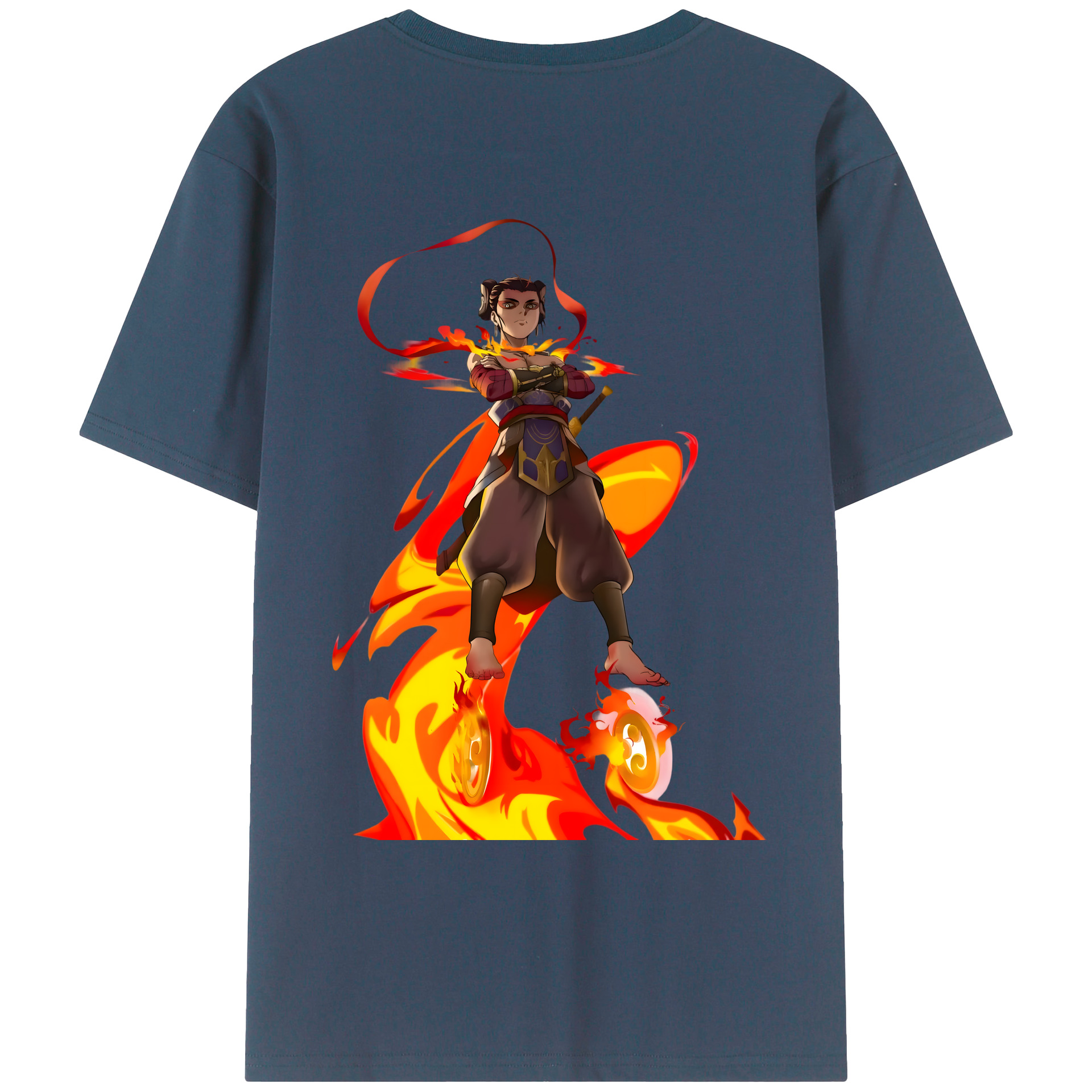 （画像用） Ne Zha 2 ナタ 魔童の大暴れ 綿100％ メンズ半袖Tシャツ（バックプリント） 通気性