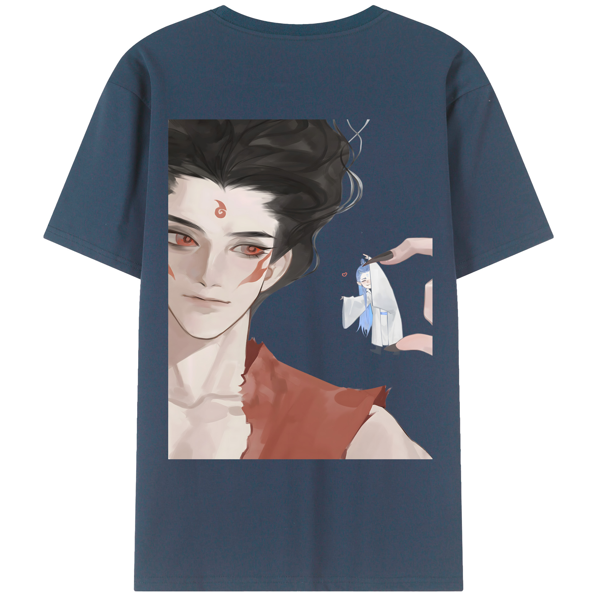 （画像用） Ne Zha 2 ナタ 魔童の大暴れ 綿100％ メンズ半袖Tシャツ（バックプリント） 通気性