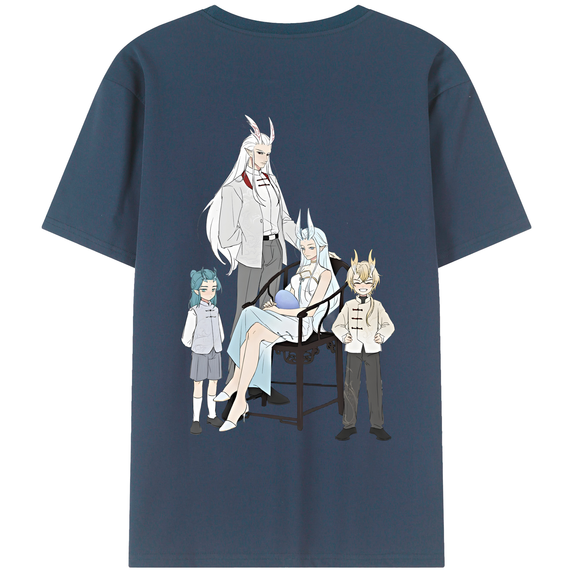 （画像用） Ne Zha 2 ナタ 魔童の大暴れ 綿100％ メンズ半袖Tシャツ（バックプリント） 通気性