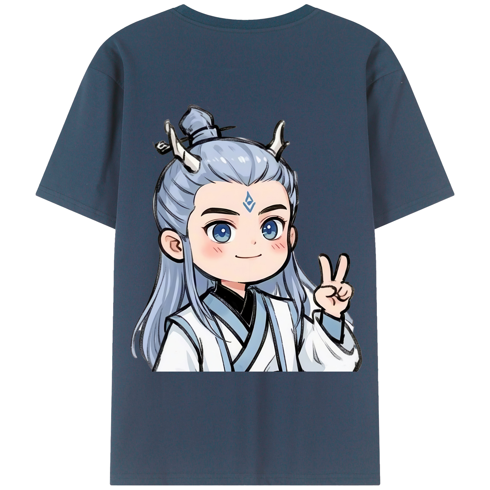 （画像用） Ne Zha 2 ナタ 魔童の大暴れ 綿100％ メンズ半袖Tシャツ（バックプリント） 通気性