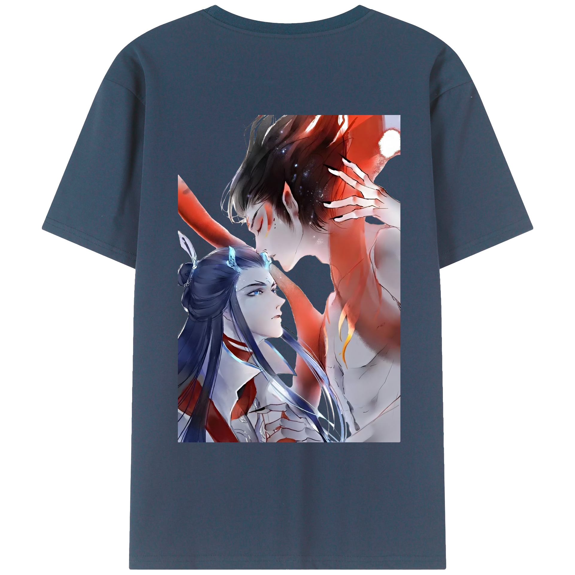 （画像用） Ne Zha 2 ナタ 魔童の大暴れ 綿100％ メンズ半袖Tシャツ（バックプリント） 通気性