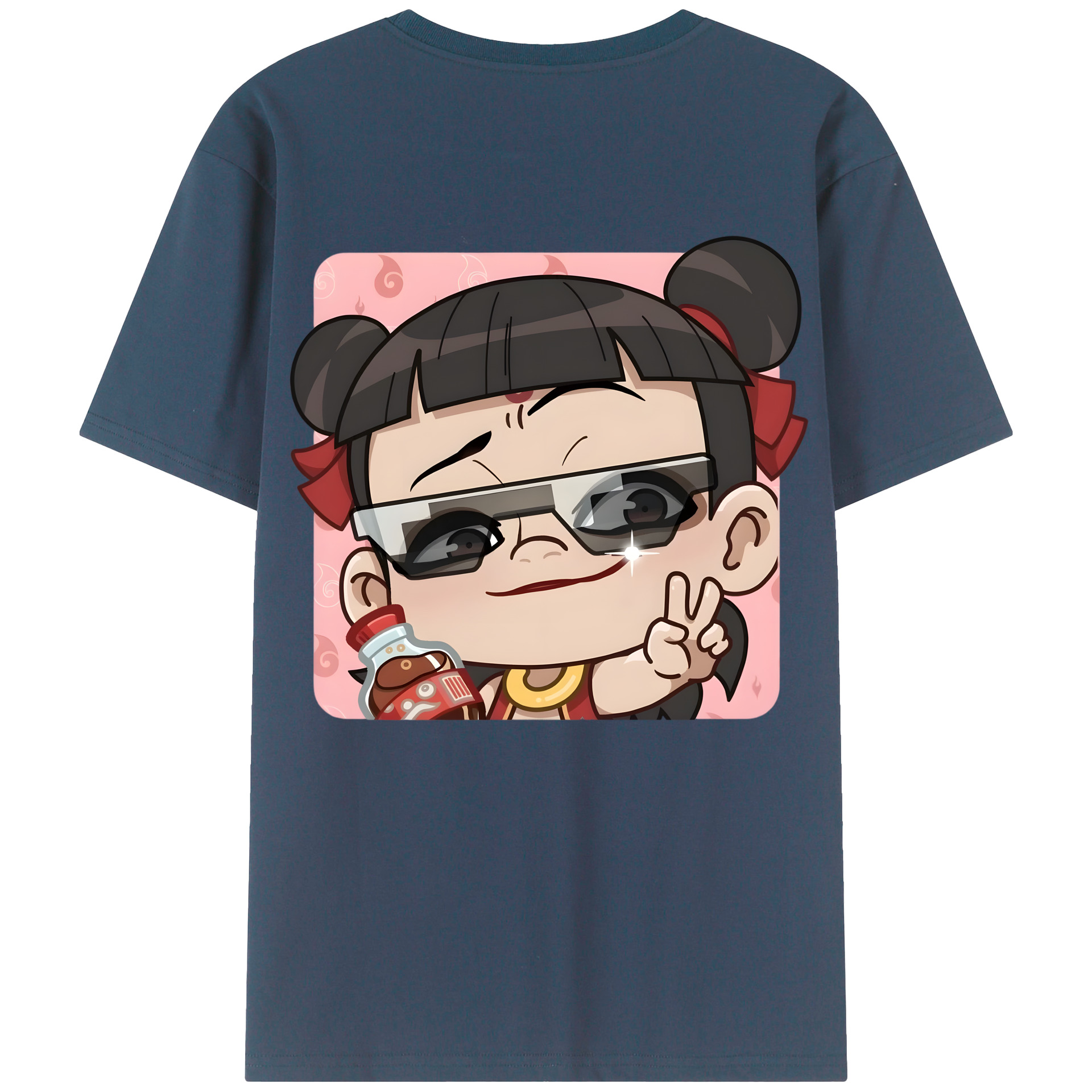 （画像用） Ne Zha 2 ナタ 魔童の大暴れ 綿100％ メンズ半袖Tシャツ（バックプリント） 通気性