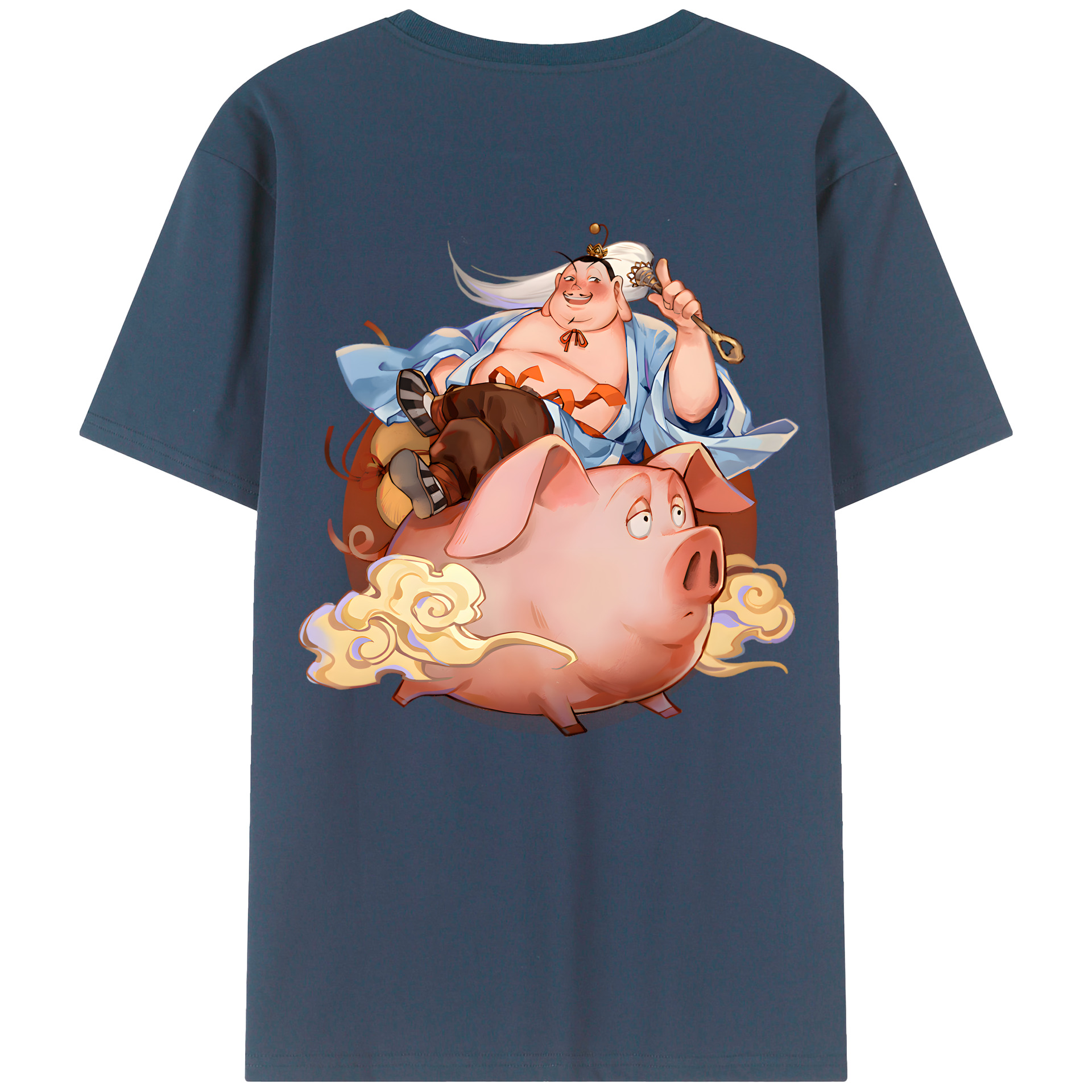 （画像用） Ne Zha 2 ナタ 魔童の大暴れ 綿100％ メンズ半袖Tシャツ（バックプリント） 通気性