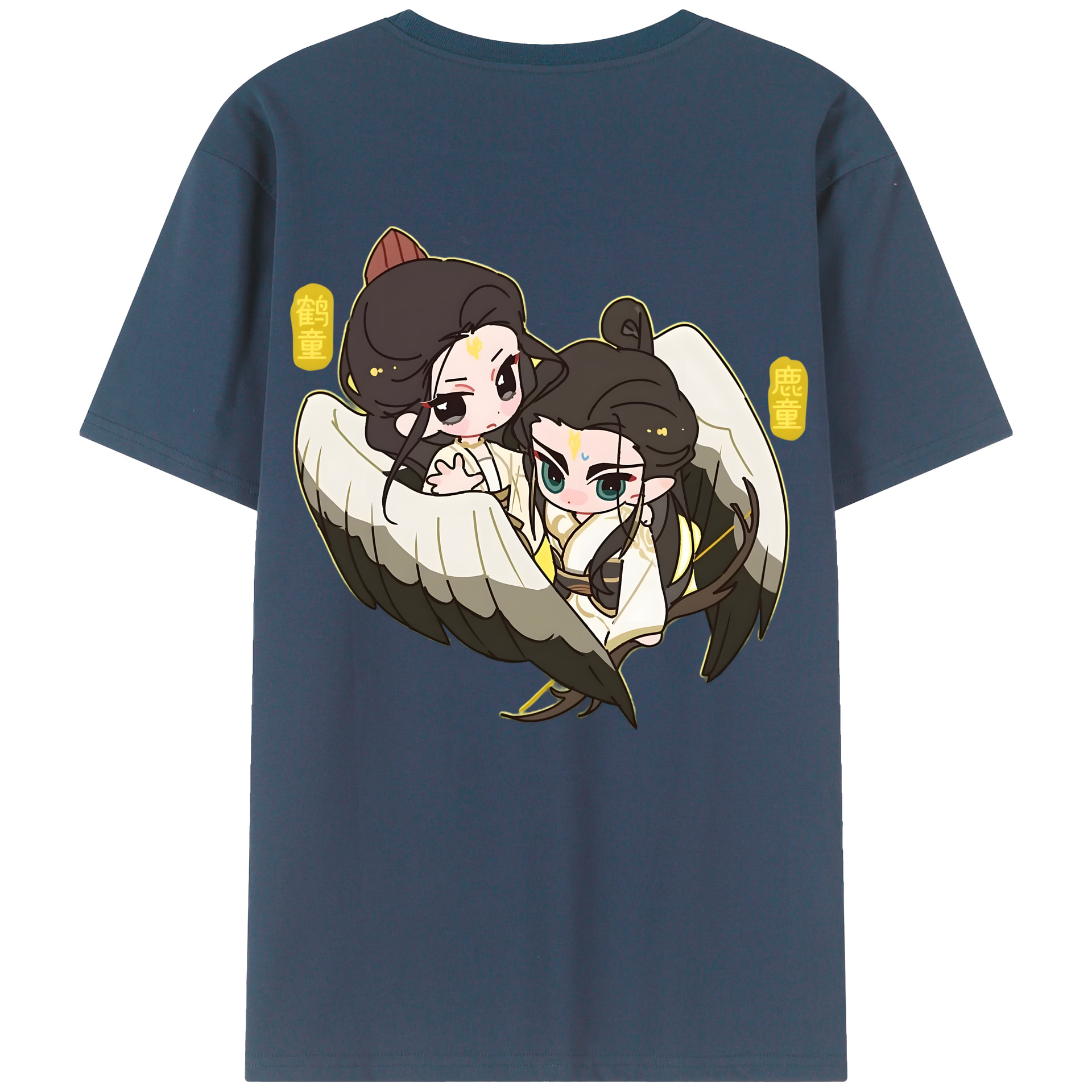 （画像用） Ne Zha 2 ナタ 魔童の大暴れ 綿100％ メンズ半袖Tシャツ（バックプリント） 通気性