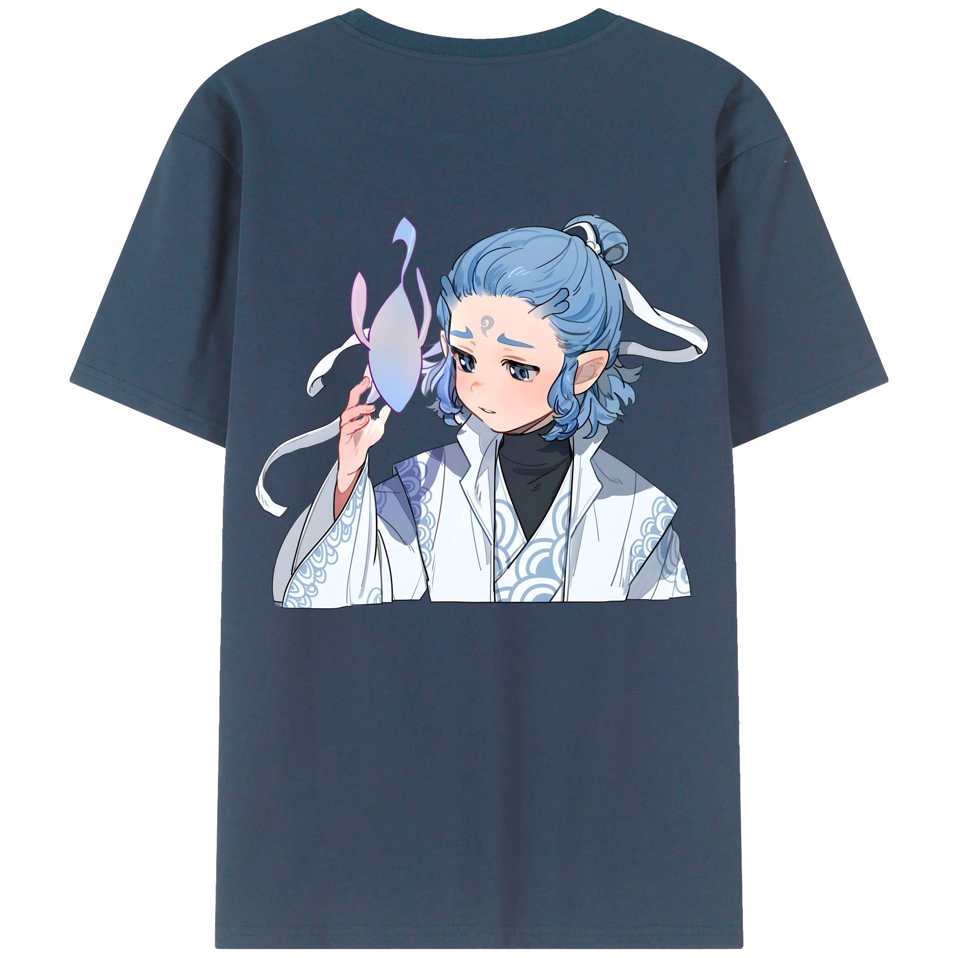 （画像用） Ne Zha 2 ナタ 魔童の大暴れ 綿100％ メンズ半袖Tシャツ（バックプリント） 通気性