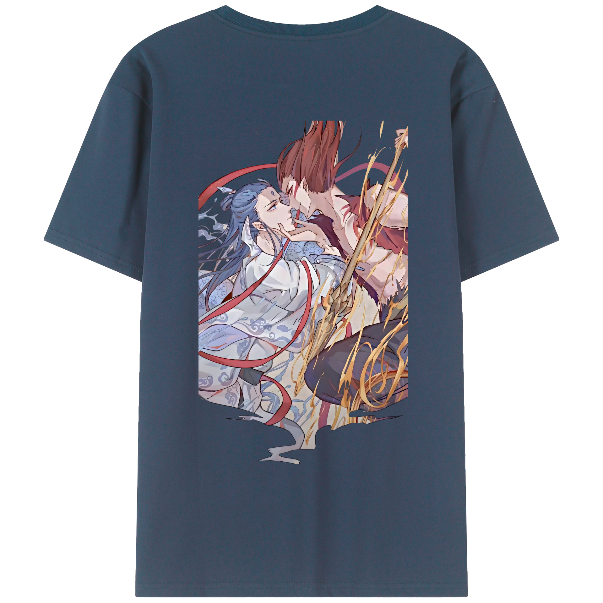 （画像用） Ne Zha 2 ナタ 魔童の大暴れ 綿100％ メンズ半袖Tシャツ（バックプリント） 通気性