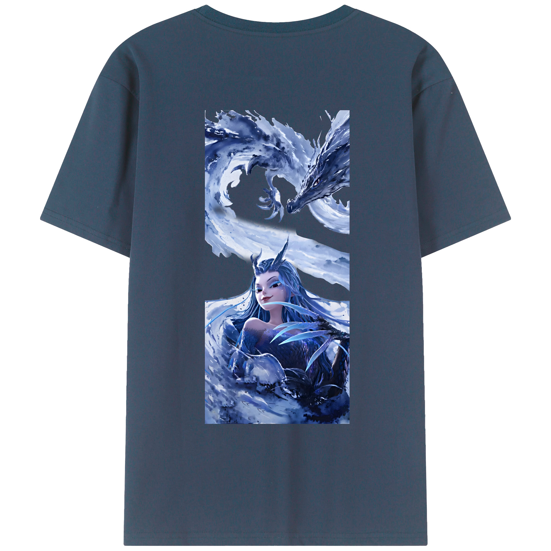（画像用） Ne Zha 2 ナタ 魔童の大暴れ 綿100％ メンズ半袖Tシャツ（バックプリント） 通気性