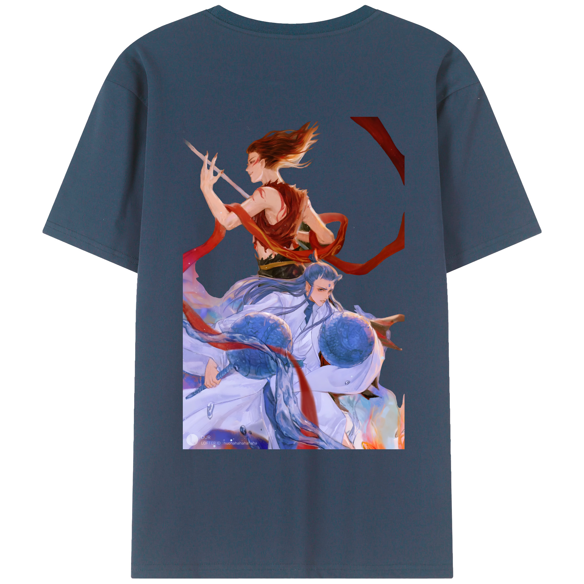 （画像用） Ne Zha 2 ナタ 魔童の大暴れ 綿100％ メンズ半袖Tシャツ（バックプリント） 通気性