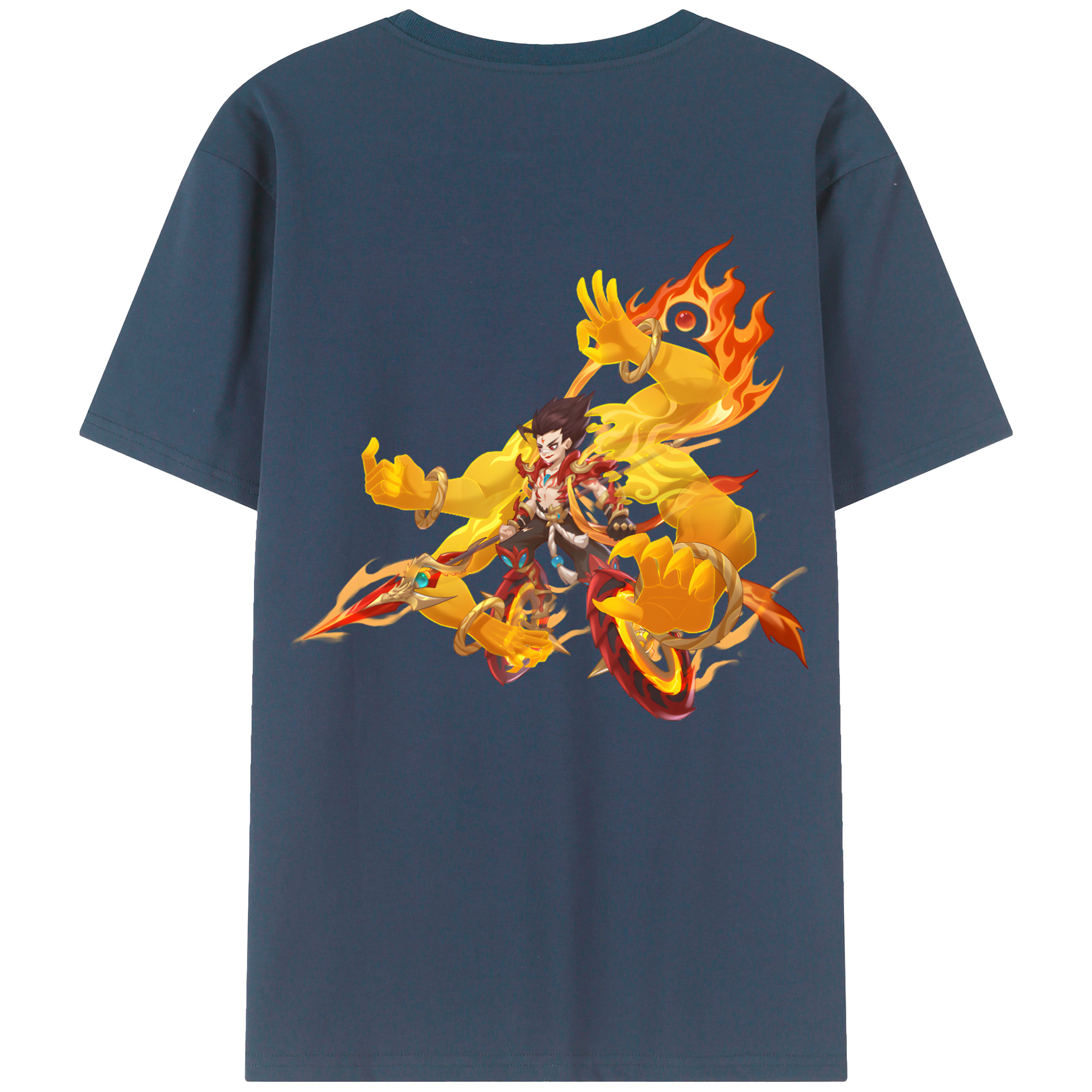 （画像用） Ne Zha 2 ナタ 魔童の大暴れ 綿100％ メンズ半袖Tシャツ（バックプリント） 通気性