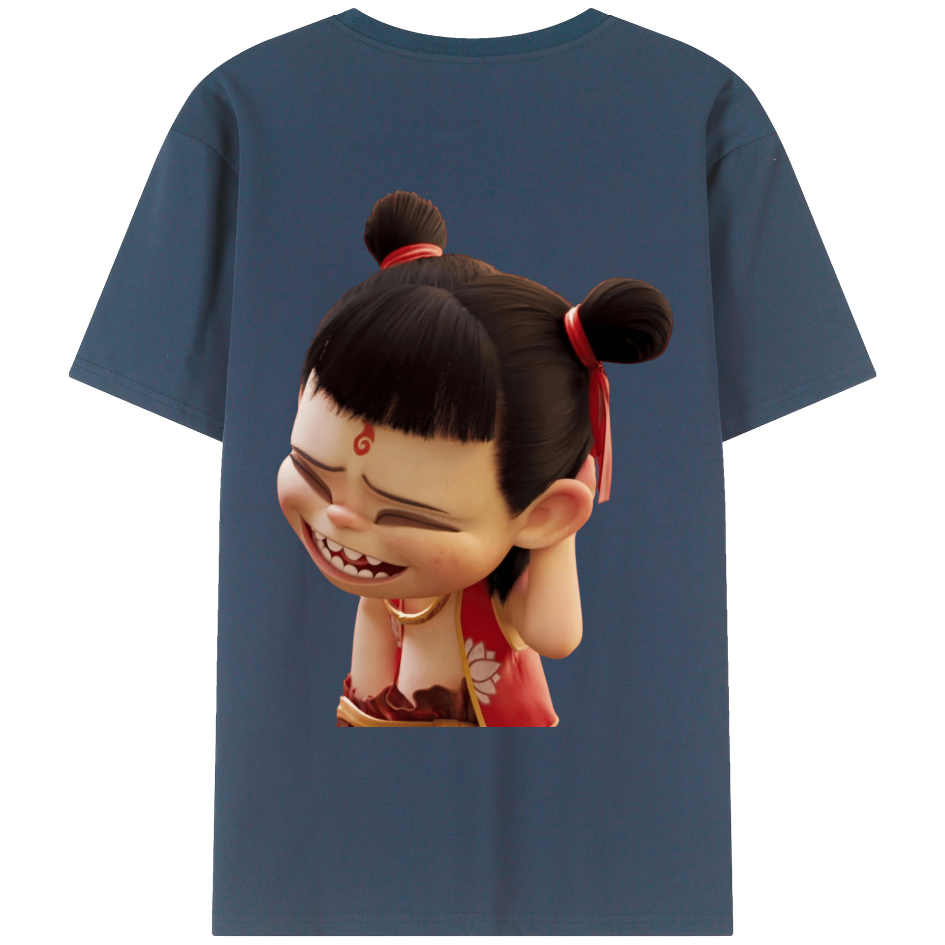 （画像用） Ne Zha 2 ナタ 魔童の大暴れ 綿100％ メンズ半袖Tシャツ（バックプリント） 通気性