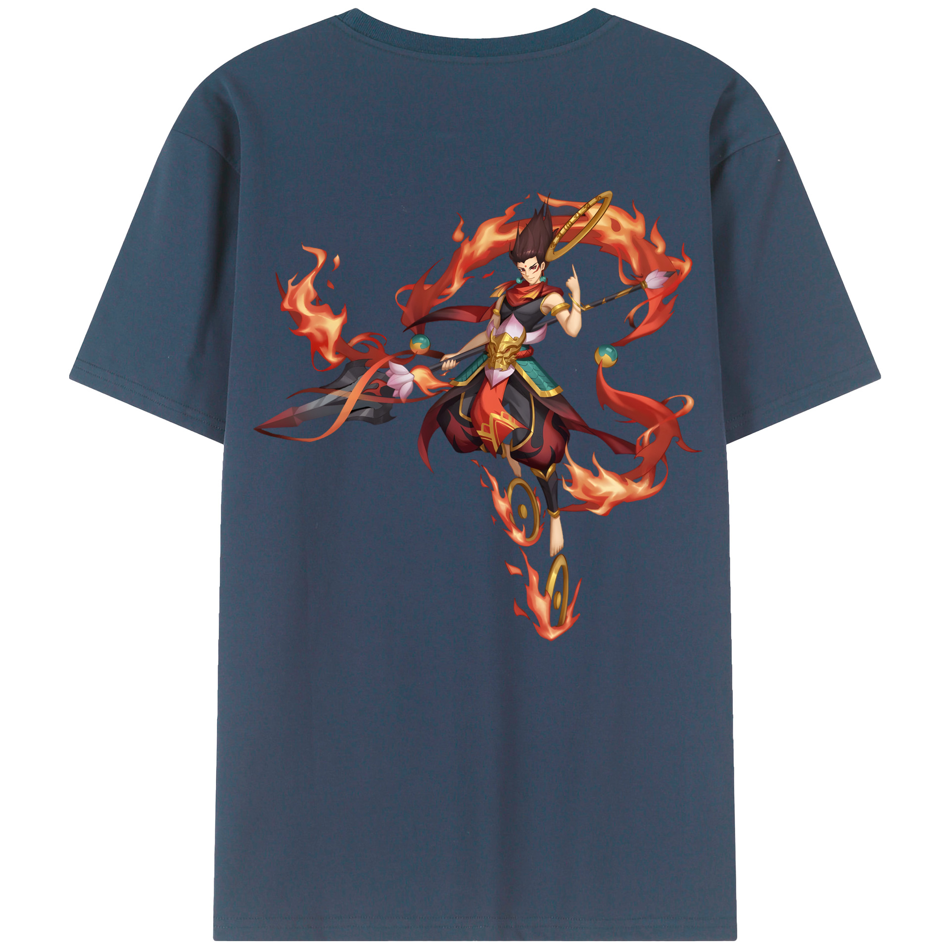 （画像用） Ne Zha 2 ナタ 魔童の大暴れ 綿100％ メンズ半袖Tシャツ（バックプリント） 通気性
