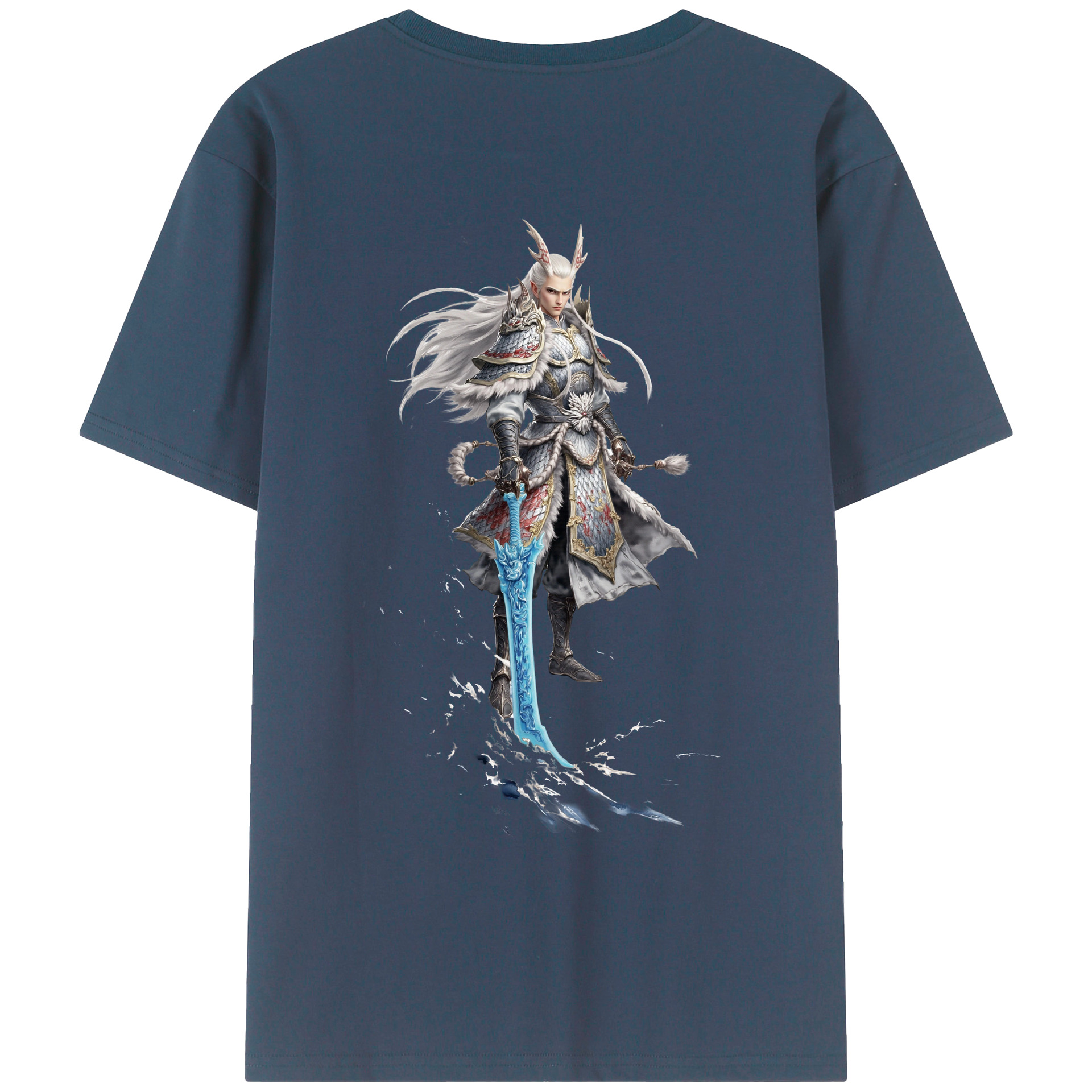 （画像用） Ne Zha 2 ナタ 魔童の大暴れ 綿100％ メンズ半袖Tシャツ（バックプリント） 通気性