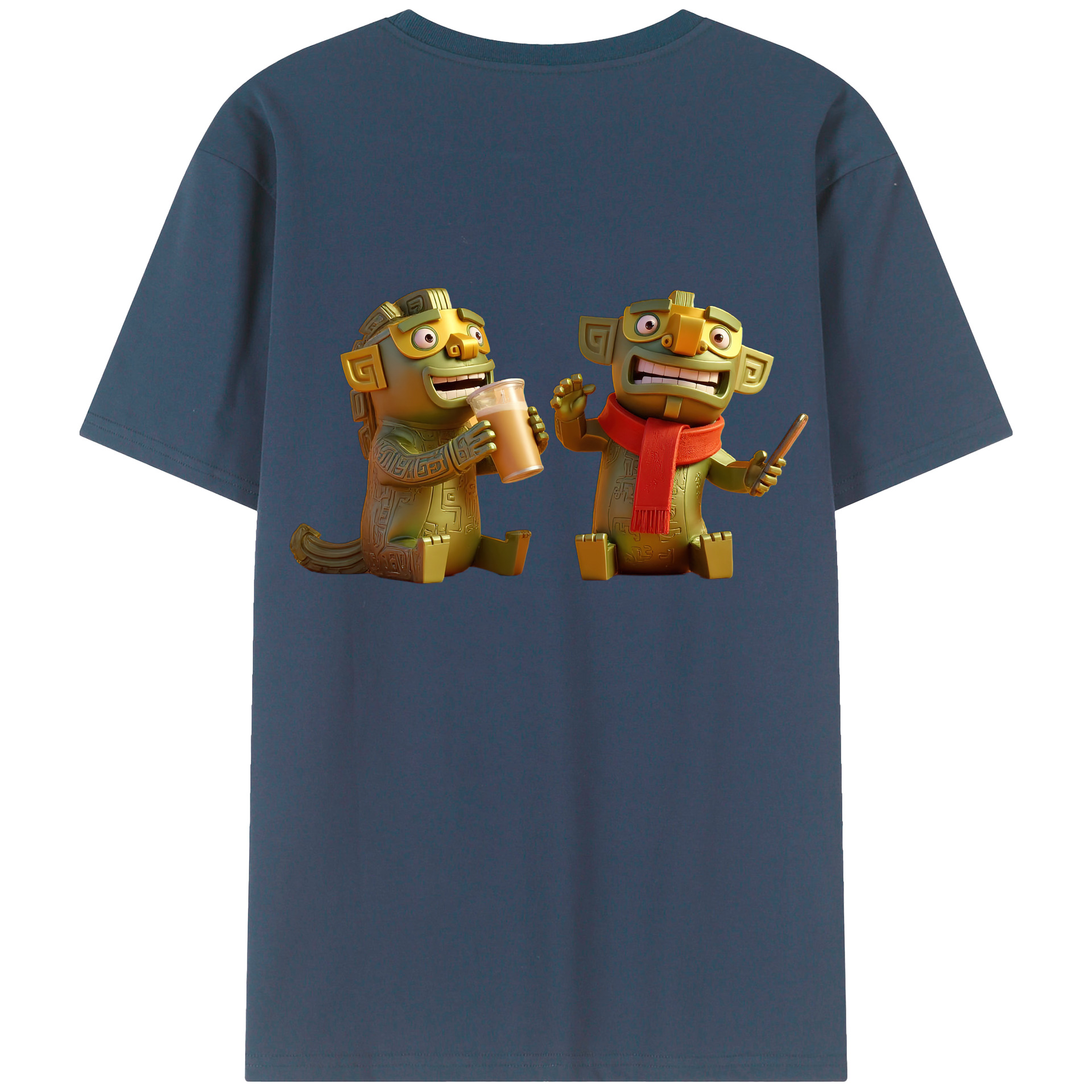（画像用） Ne Zha 2 ナタ 魔童の大暴れ 綿100％ メンズ半袖Tシャツ（バックプリント） 通気性