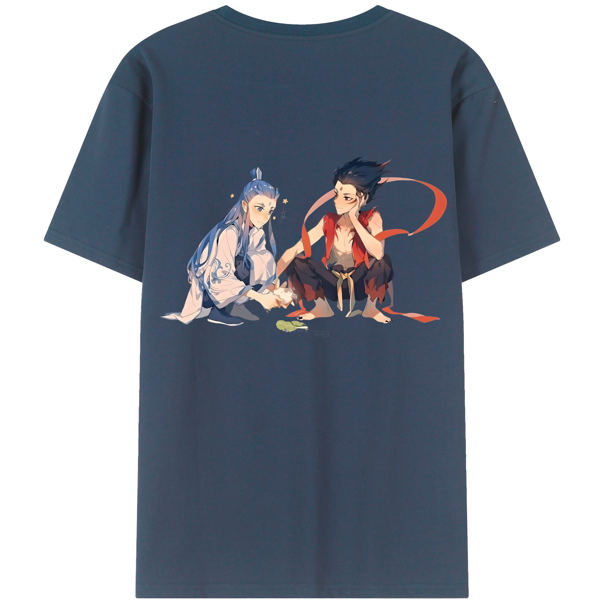 （画像用） Ne Zha 2 ナタ 魔童の大暴れ 綿100％ メンズ半袖Tシャツ（バックプリント） 通気性