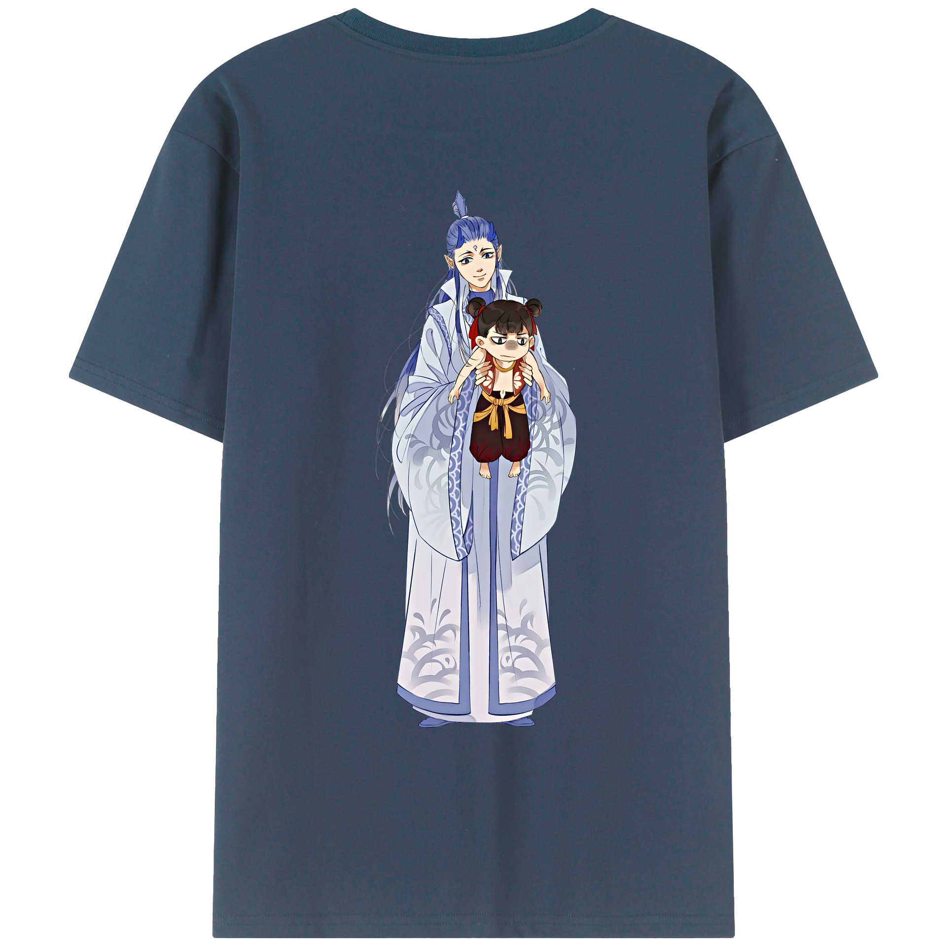 （画像用） Ne Zha 2 ナタ 魔童の大暴れ 綿100％ メンズ半袖Tシャツ（バックプリント） 通気性