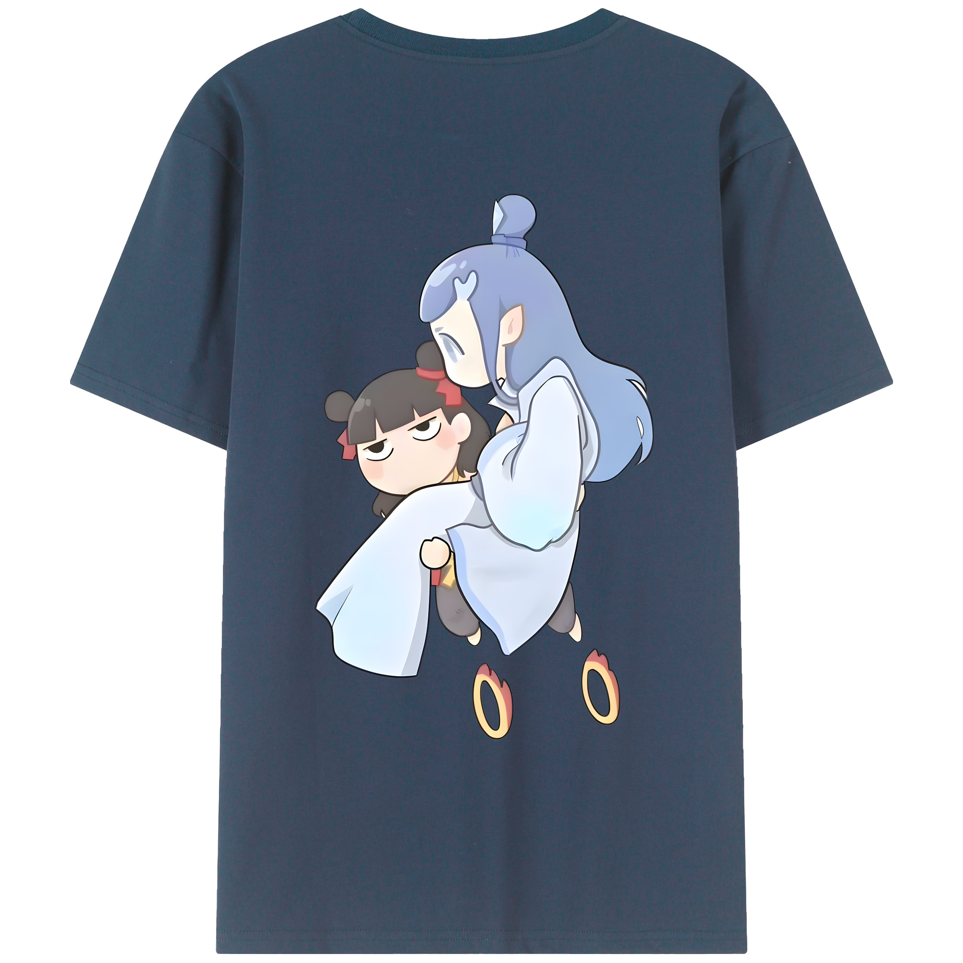 （画像用） Ne Zha 2 ナタ 魔童の大暴れ 綿100％ メンズ半袖Tシャツ（バックプリント） 通気性