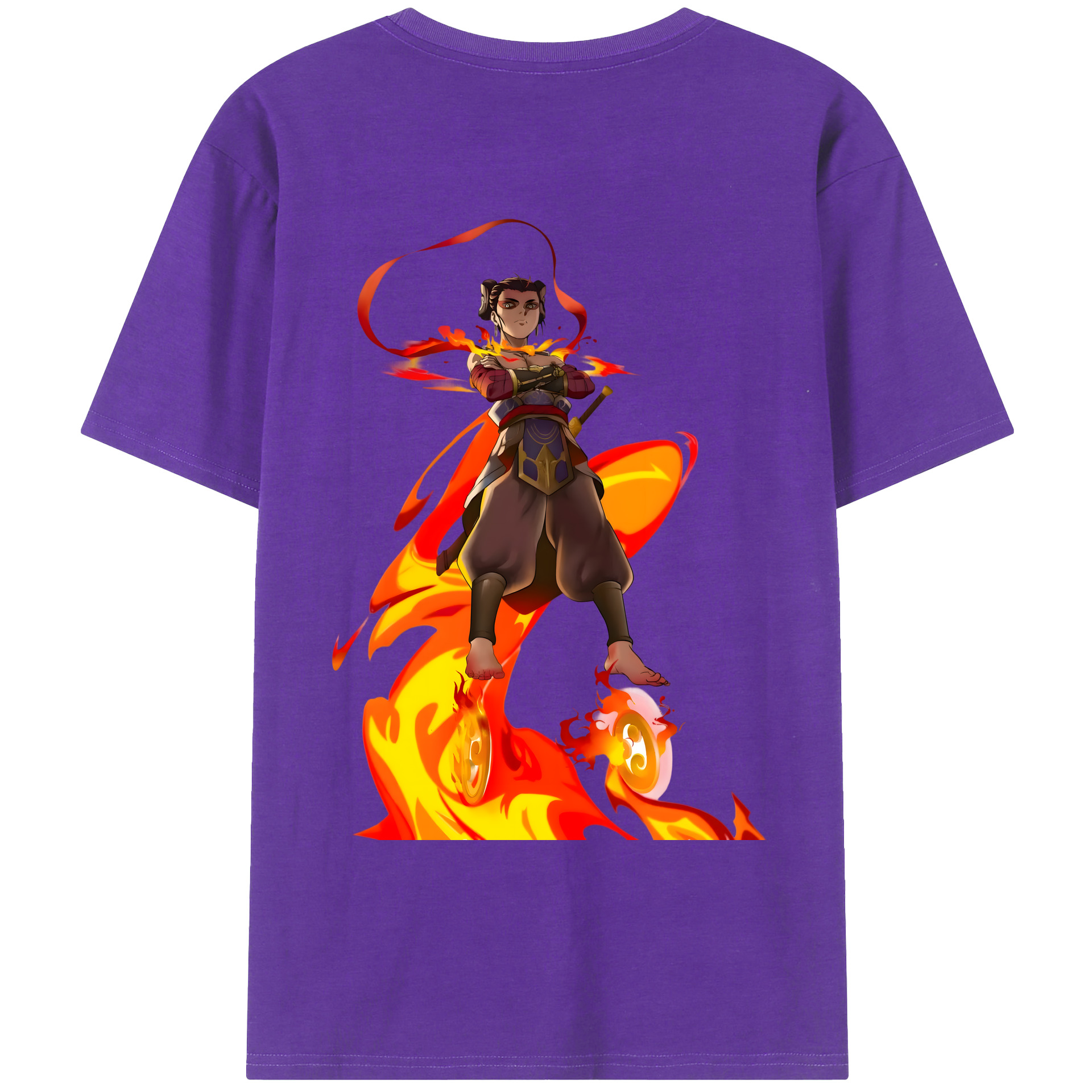 （画像用） Ne Zha 2 ナタ 魔童の大暴れ 綿100％ メンズ半袖Tシャツ（バックプリント） 通気性