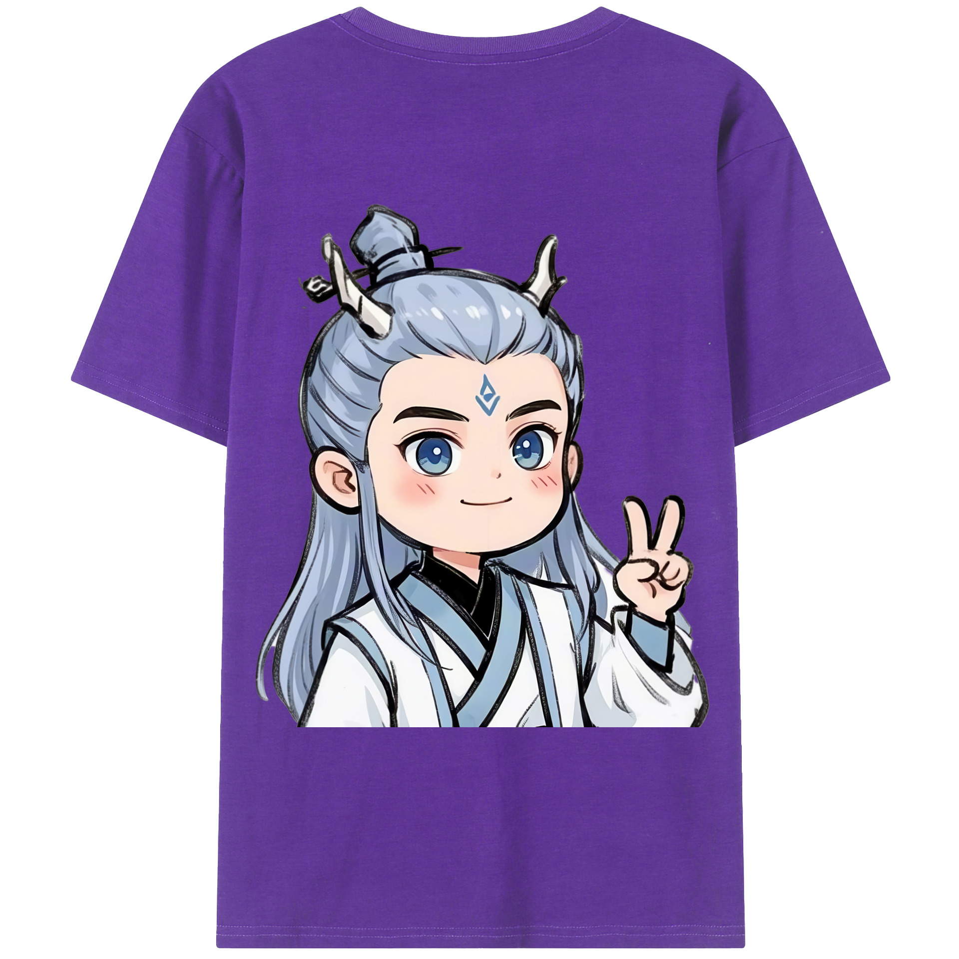 （画像用） Ne Zha 2 ナタ 魔童の大暴れ 綿100％ メンズ半袖Tシャツ（バックプリント） 通気性